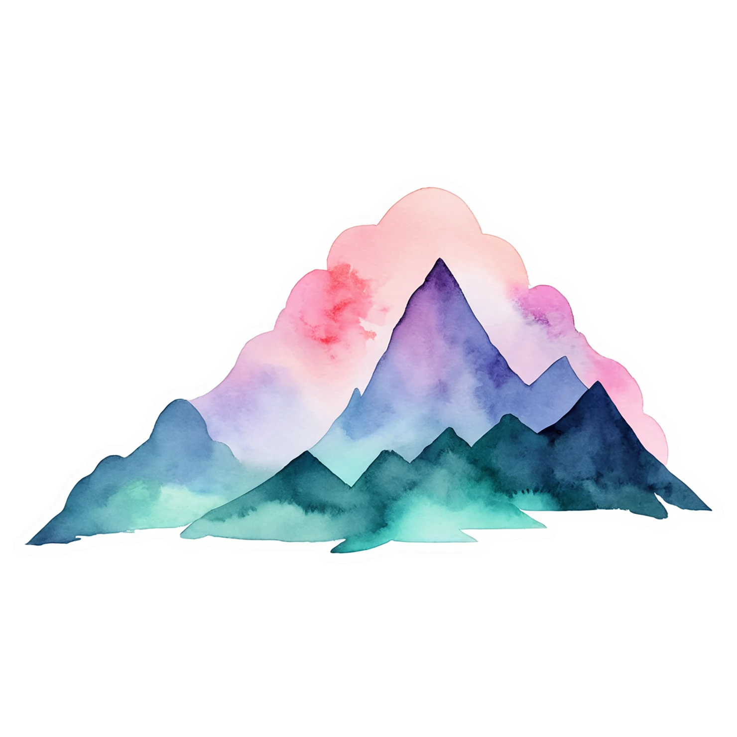 Mountain watercolor sticker isolated on transparent background #19837