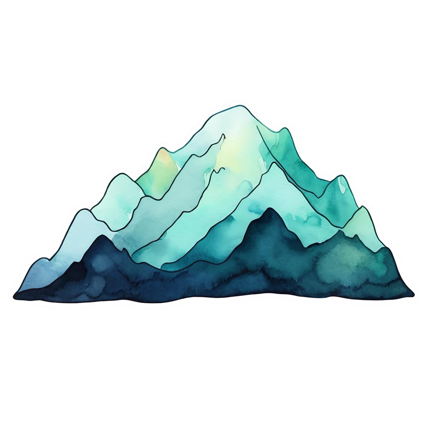 Mountain watercolor sticker isolated on transparent background #19839