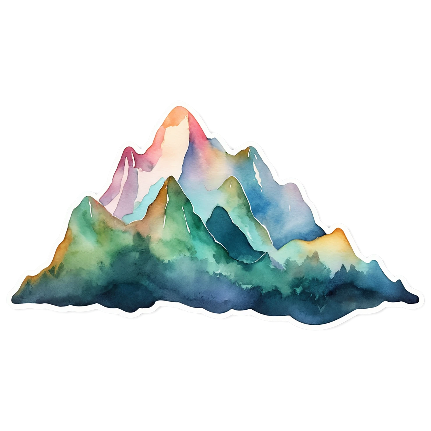 Mountain watercolor sticker isolated on transparent background #19840