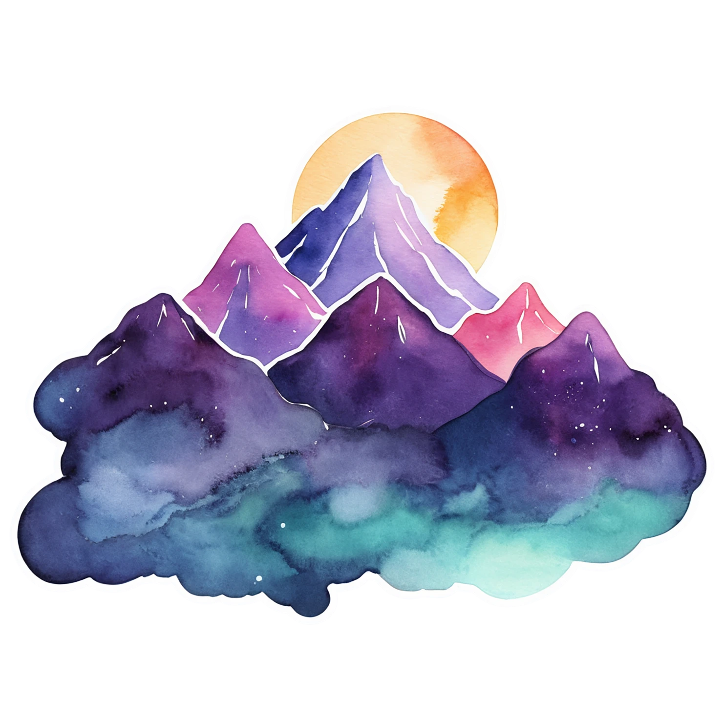 Mountain watercolor sticker isolated on transparent background #19843
