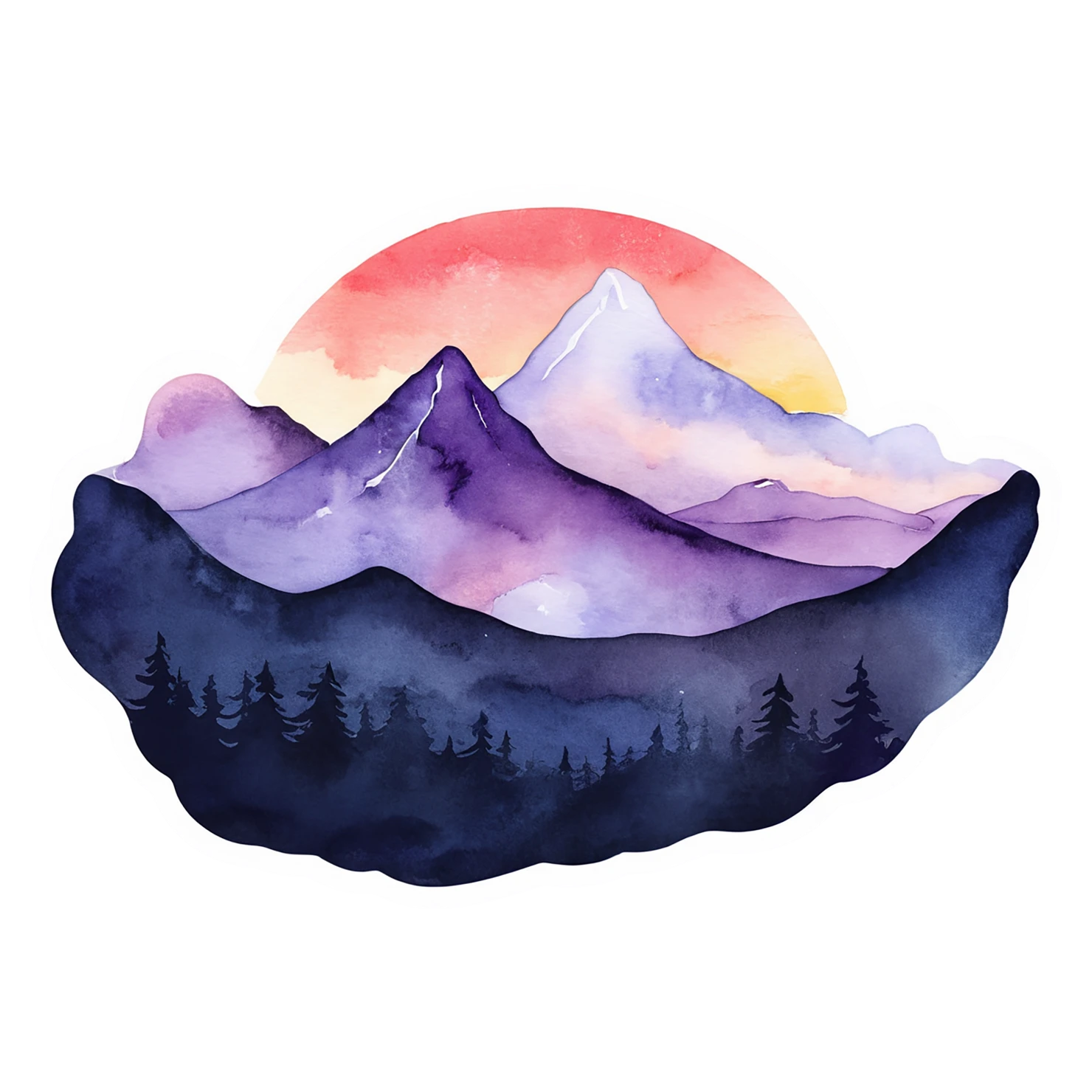 Mountain watercolor sticker isolated on transparent background #19844