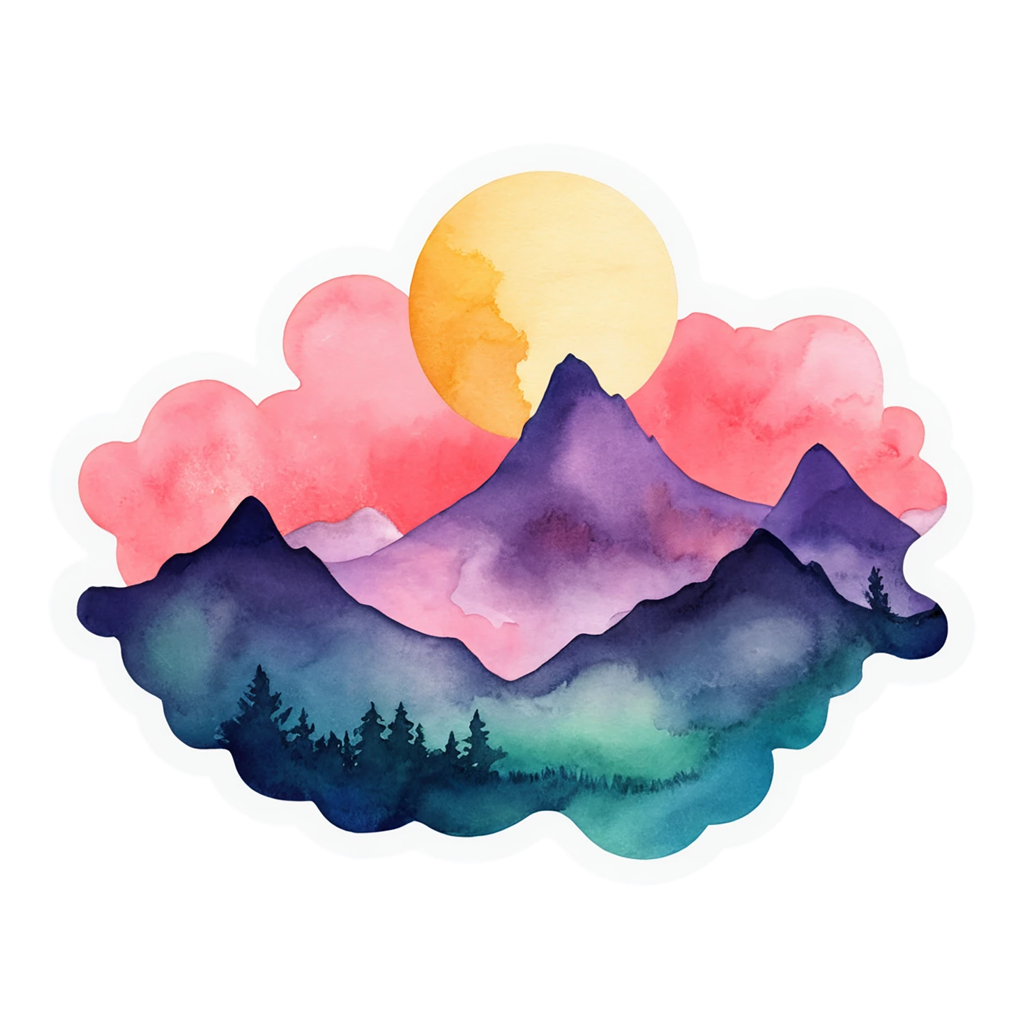 Mountain watercolor sticker isolated on transparent background #19845