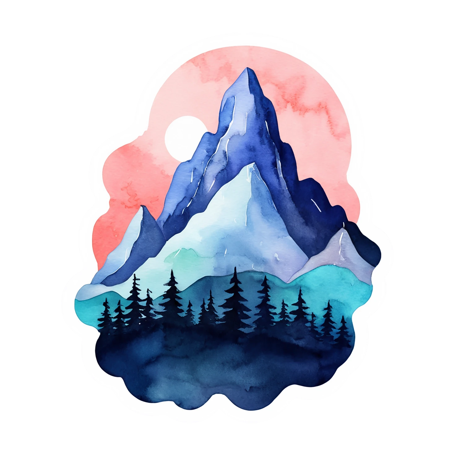 Mountain watercolor sticker isolated on transparent background #19846