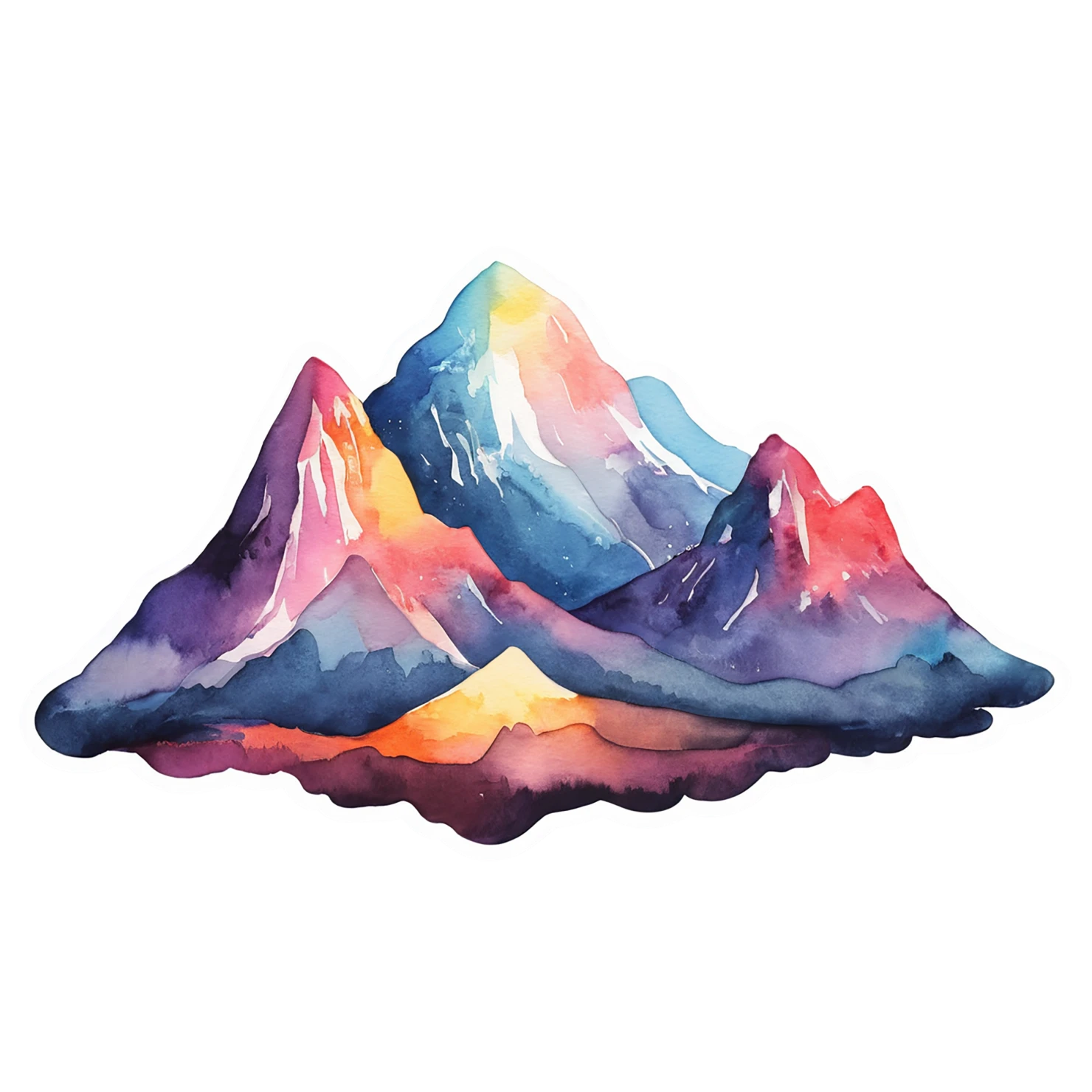 Mountain watercolor sticker isolated on transparent background #19847