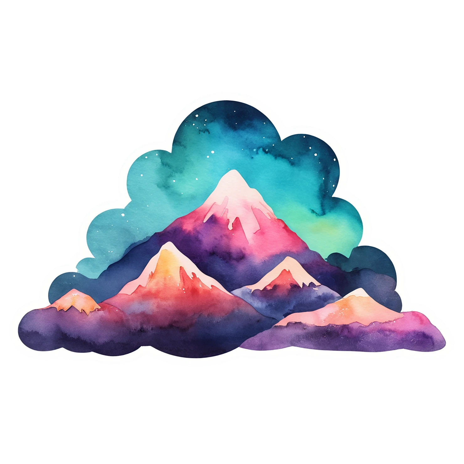 Mountain watercolor sticker isolated on transparent background #19853