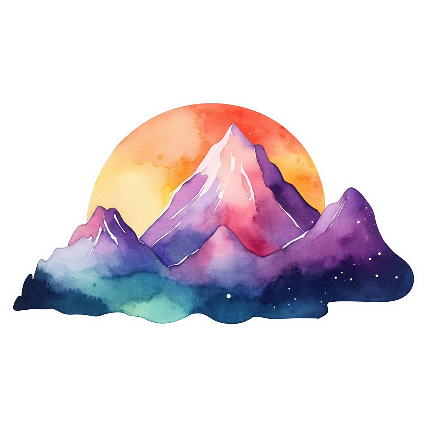 Mountain watercolor sticker isolated on transparent background #19854