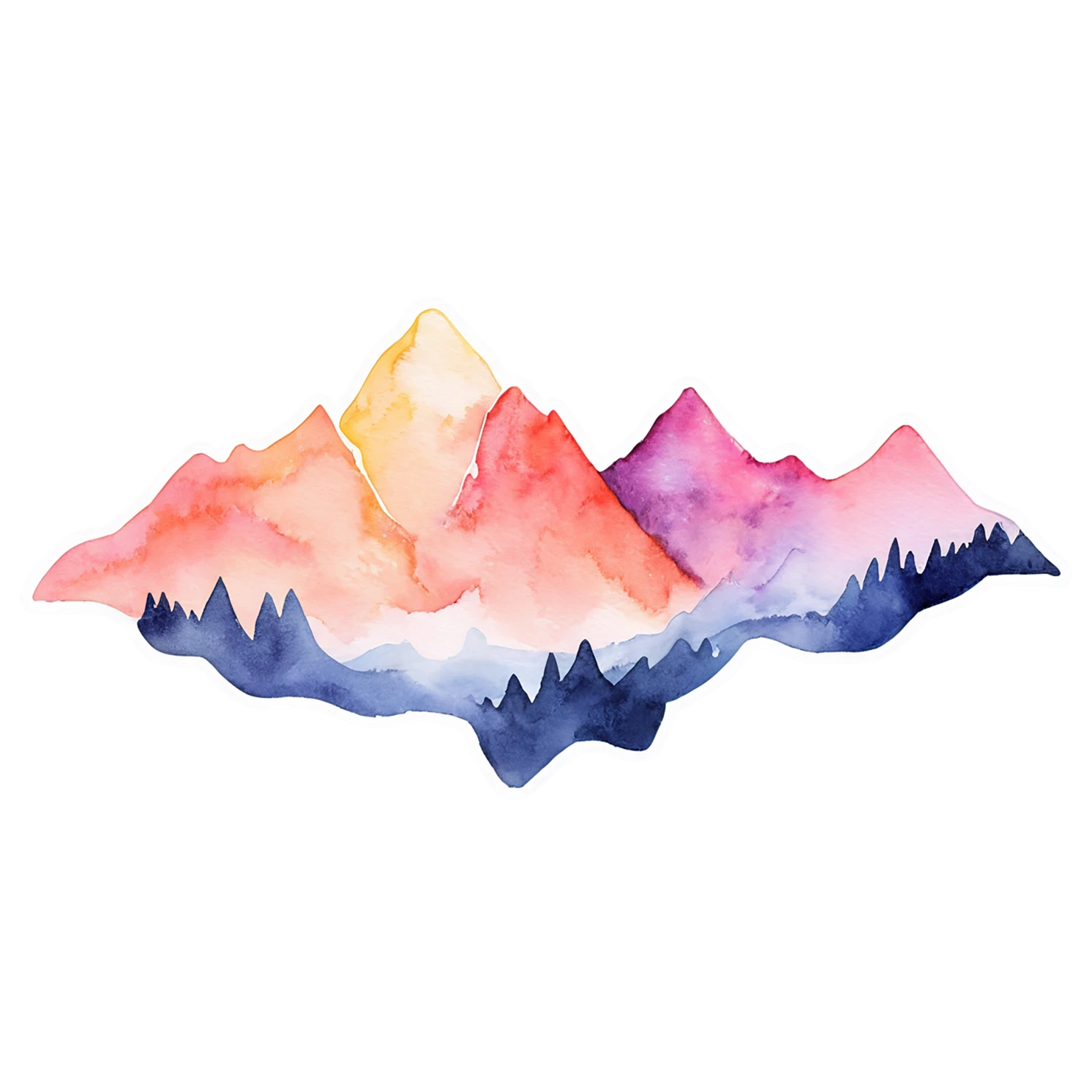 Mountain watercolor sticker isolated on transparent background #19857