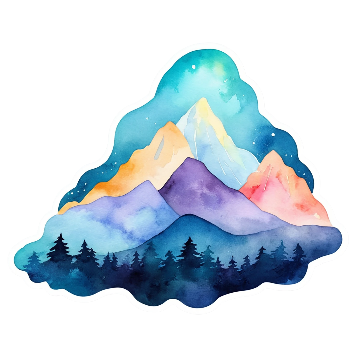 Mountain watercolor sticker isolated on transparent background #19858