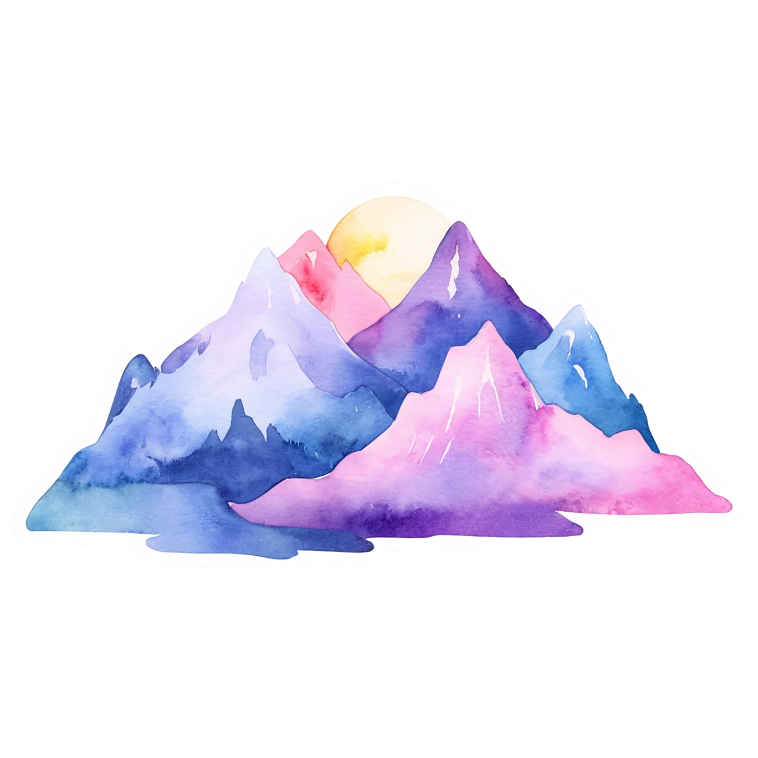 Mountain watercolor sticker isolated on transparent background #19859