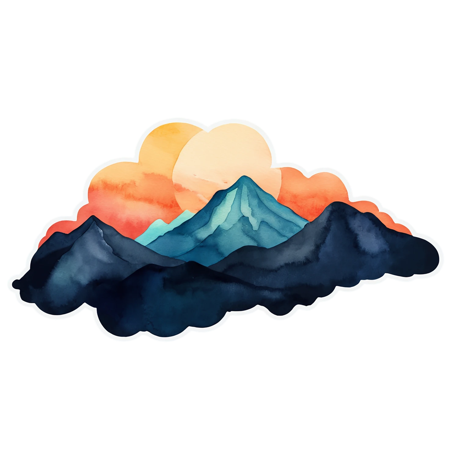 Mountain watercolor sticker isolated on transparent background #19860
