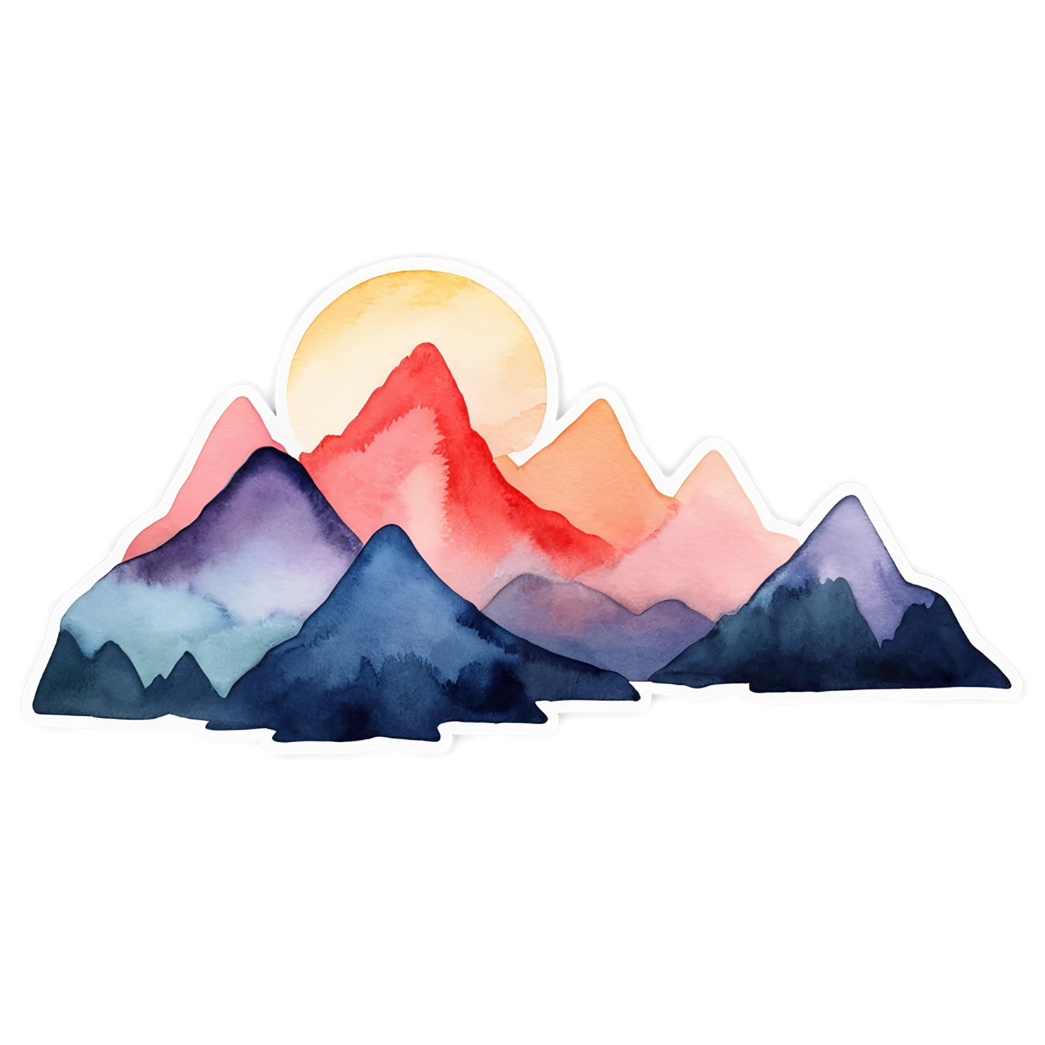 Mountain watercolor sticker isolated on transparent background #19865