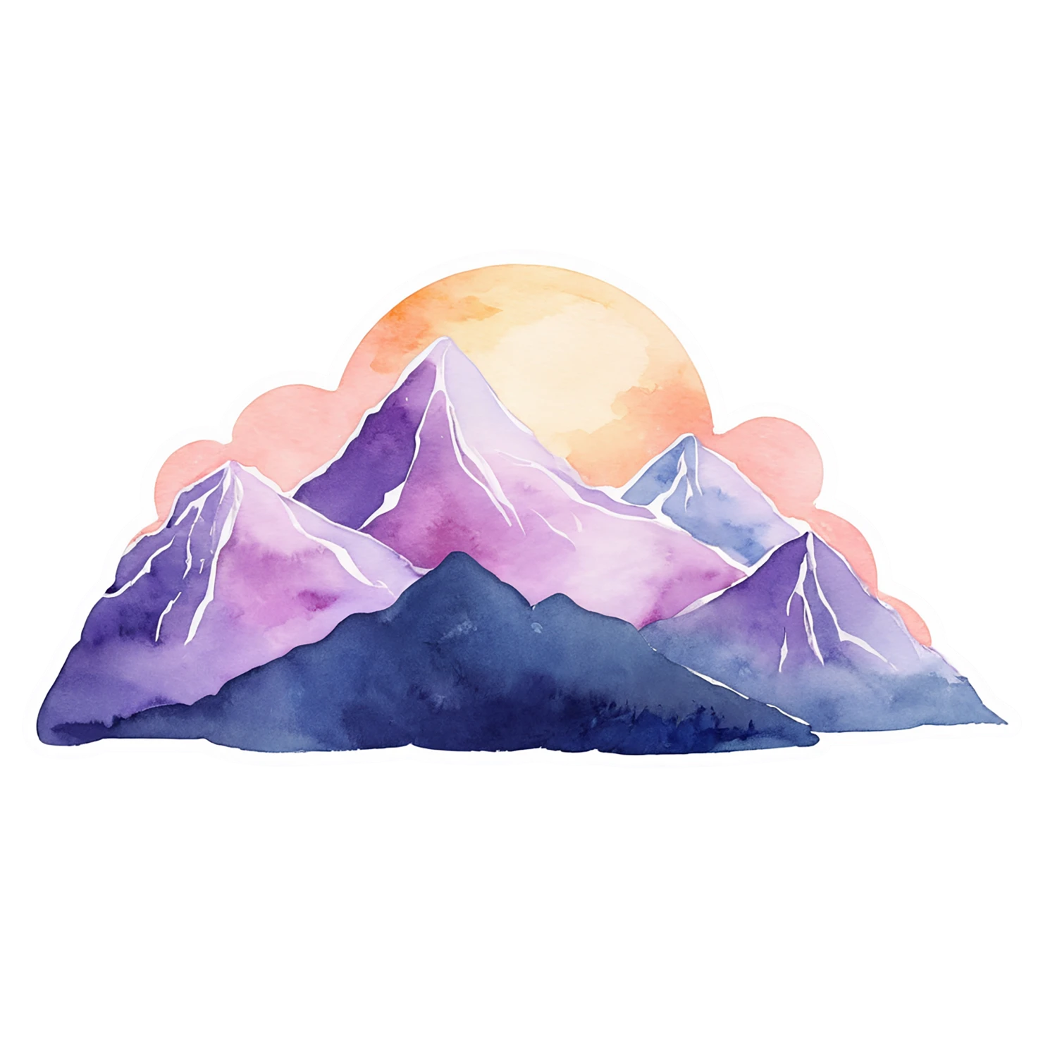 Mountain watercolor sticker isolated on transparent background #19866