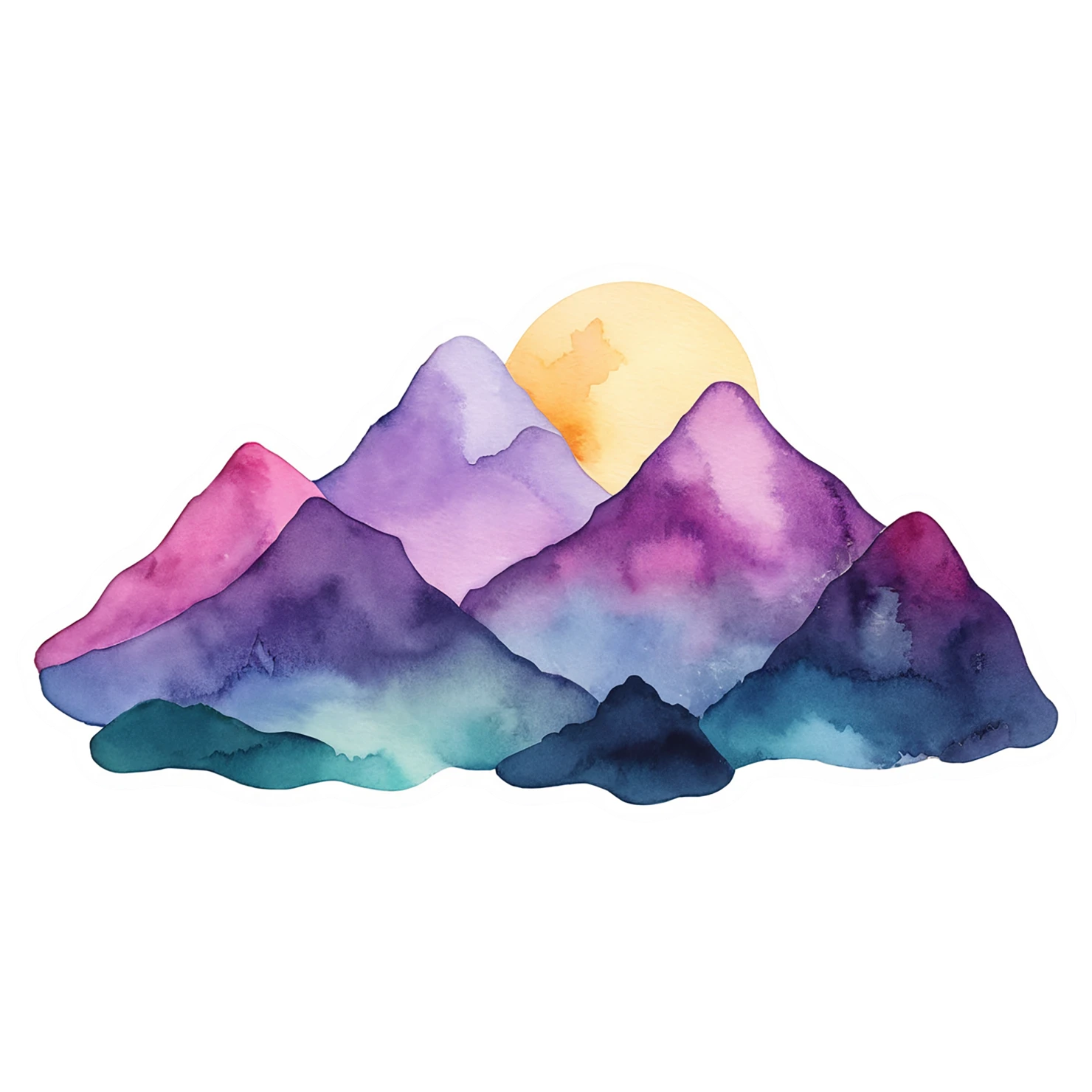 Mountain watercolor sticker isolated on transparent background #19870