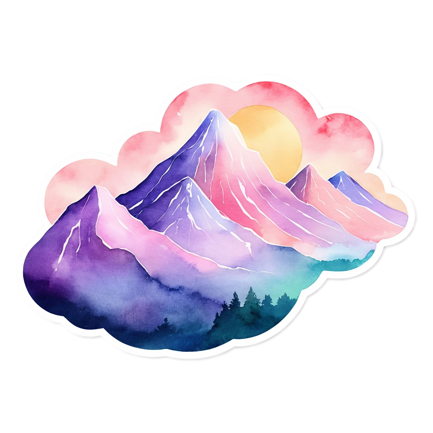 Mountain watercolor sticker isolated on transparent background #19871