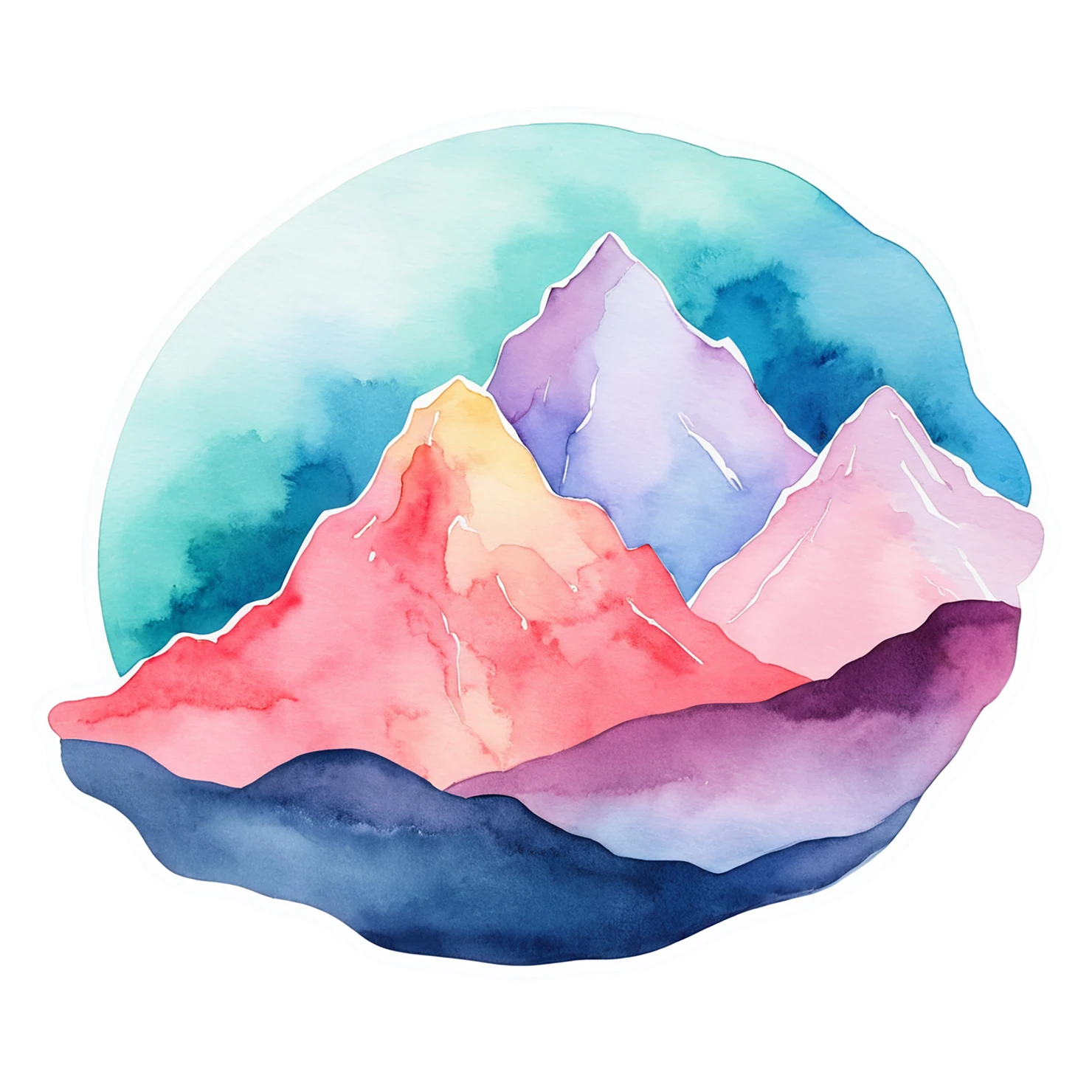 Mountain watercolor sticker isolated on transparent background #19872