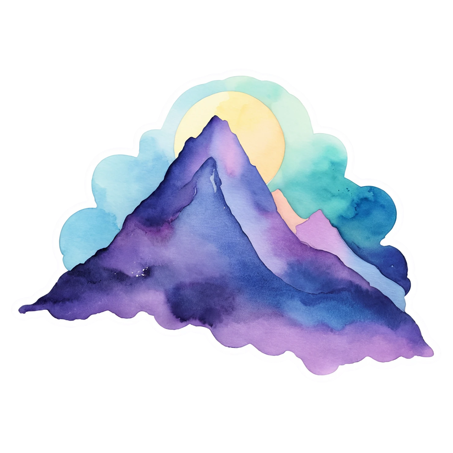 Mountain watercolor sticker isolated on transparent background #19873