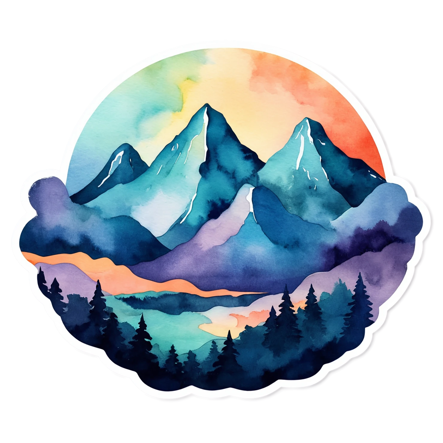 Mountain watercolor sticker isolated on transparent background #19875