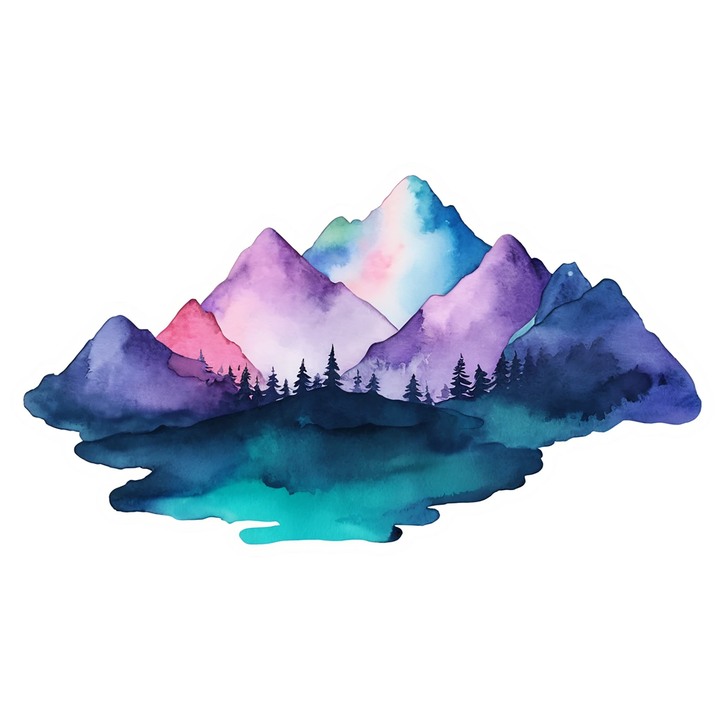 Mountain watercolor sticker isolated on transparent background #19883