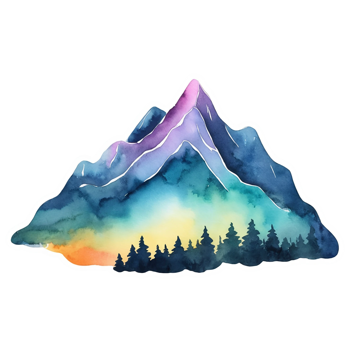 Mountain watercolor sticker isolated on transparent background #19884