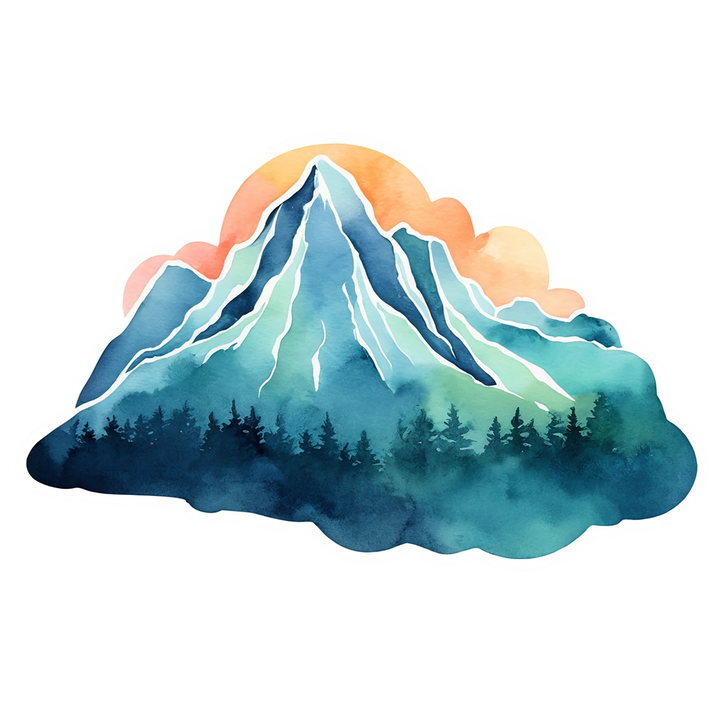 Mountain watercolor sticker isolated on transparent background #19885
