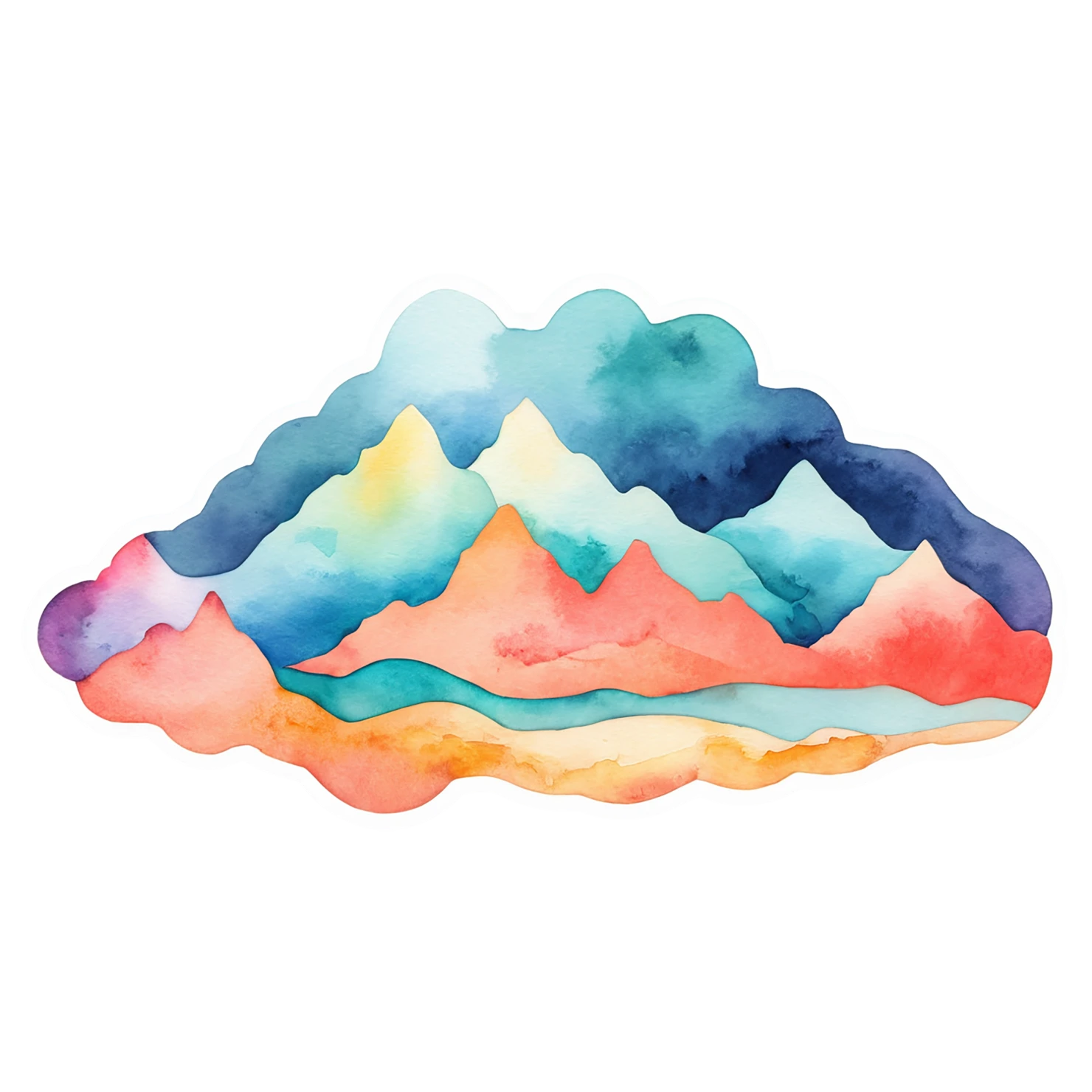 Mountain watercolor sticker isolated on transparent background #19887