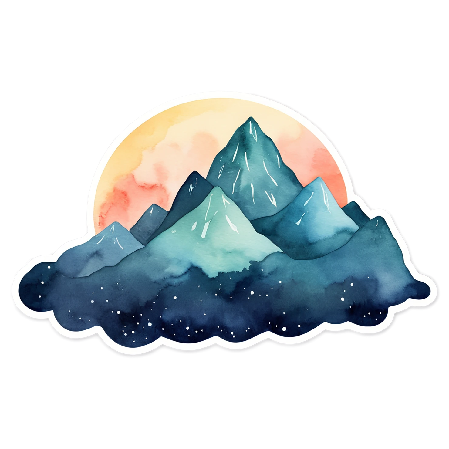 Mountain watercolor sticker isolated on transparent background #19890