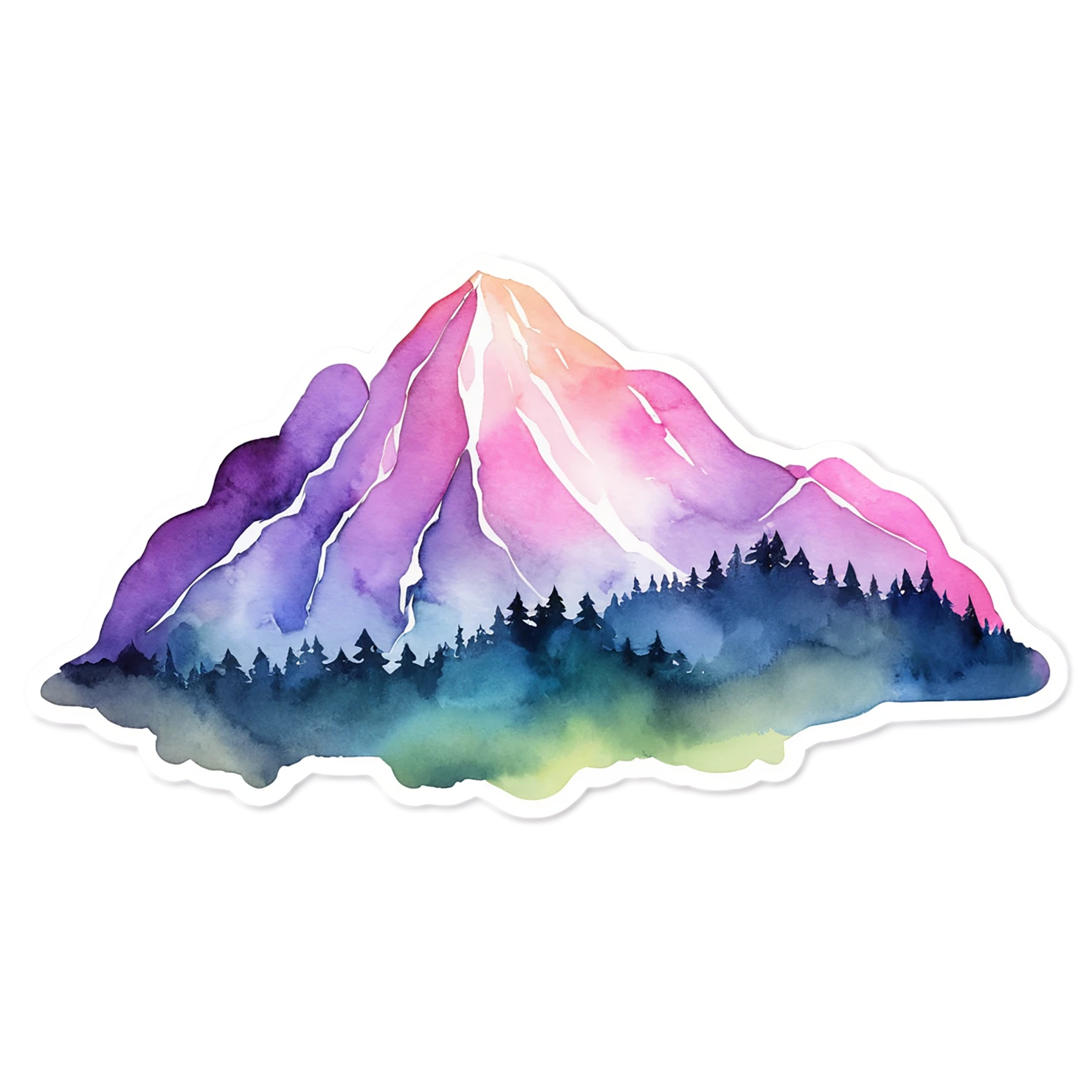 Mountain watercolor sticker isolated on transparent background #19891