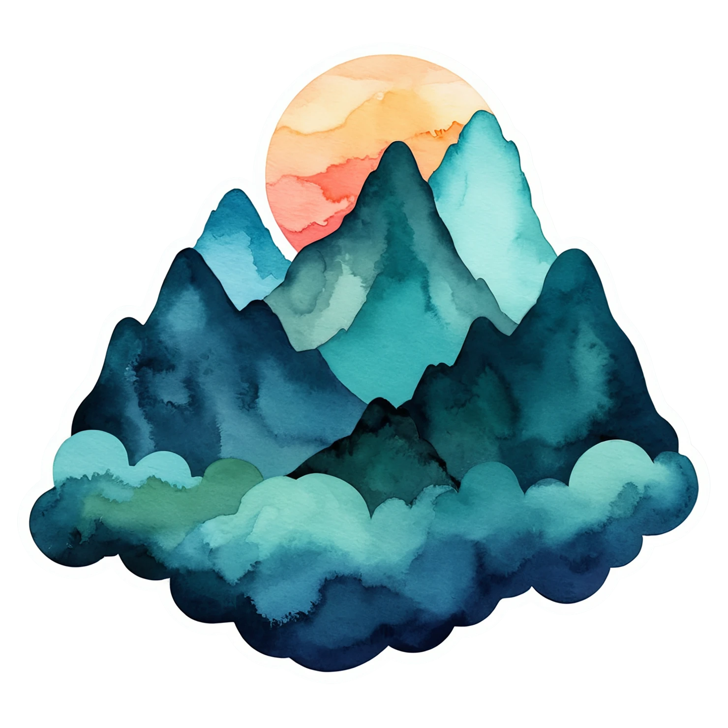Mountain watercolor sticker isolated on transparent background #19896