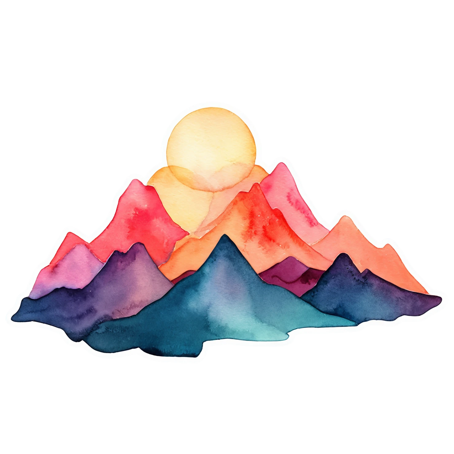 Mountain watercolor sticker isolated on transparent background #19897