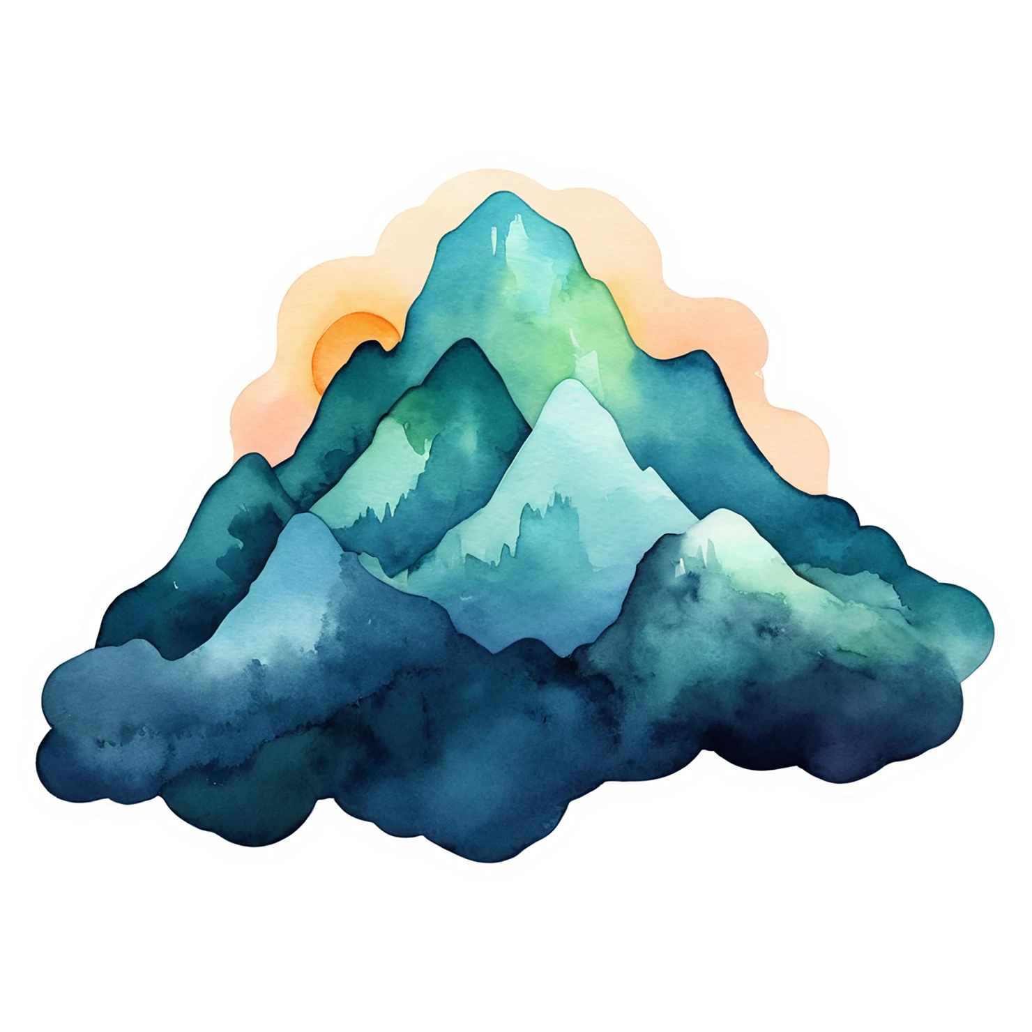 Mountain watercolor sticker isolated on transparent background #19898