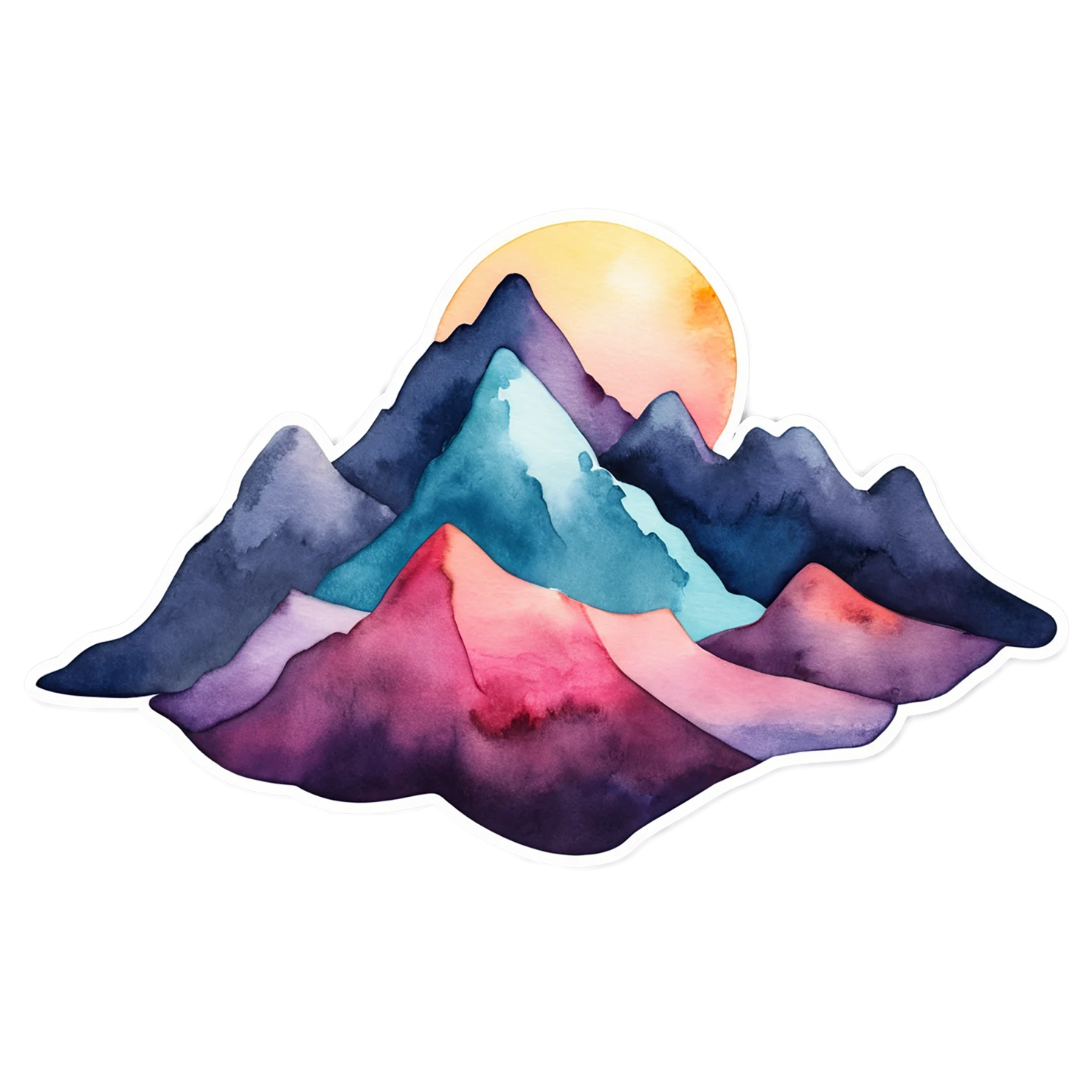 Mountain watercolor sticker isolated on transparent background #19900