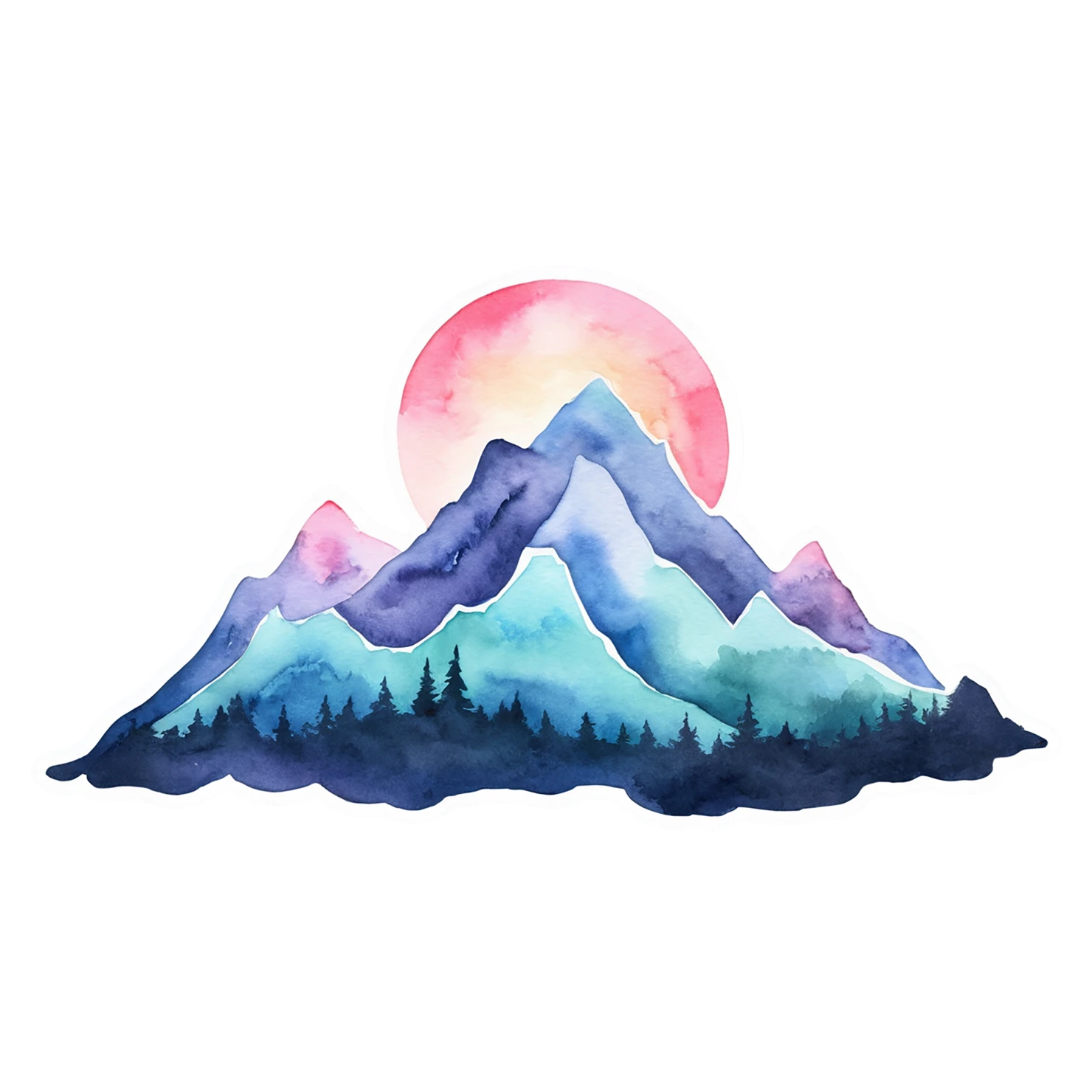 Mountain watercolor sticker isolated on transparent background #19902