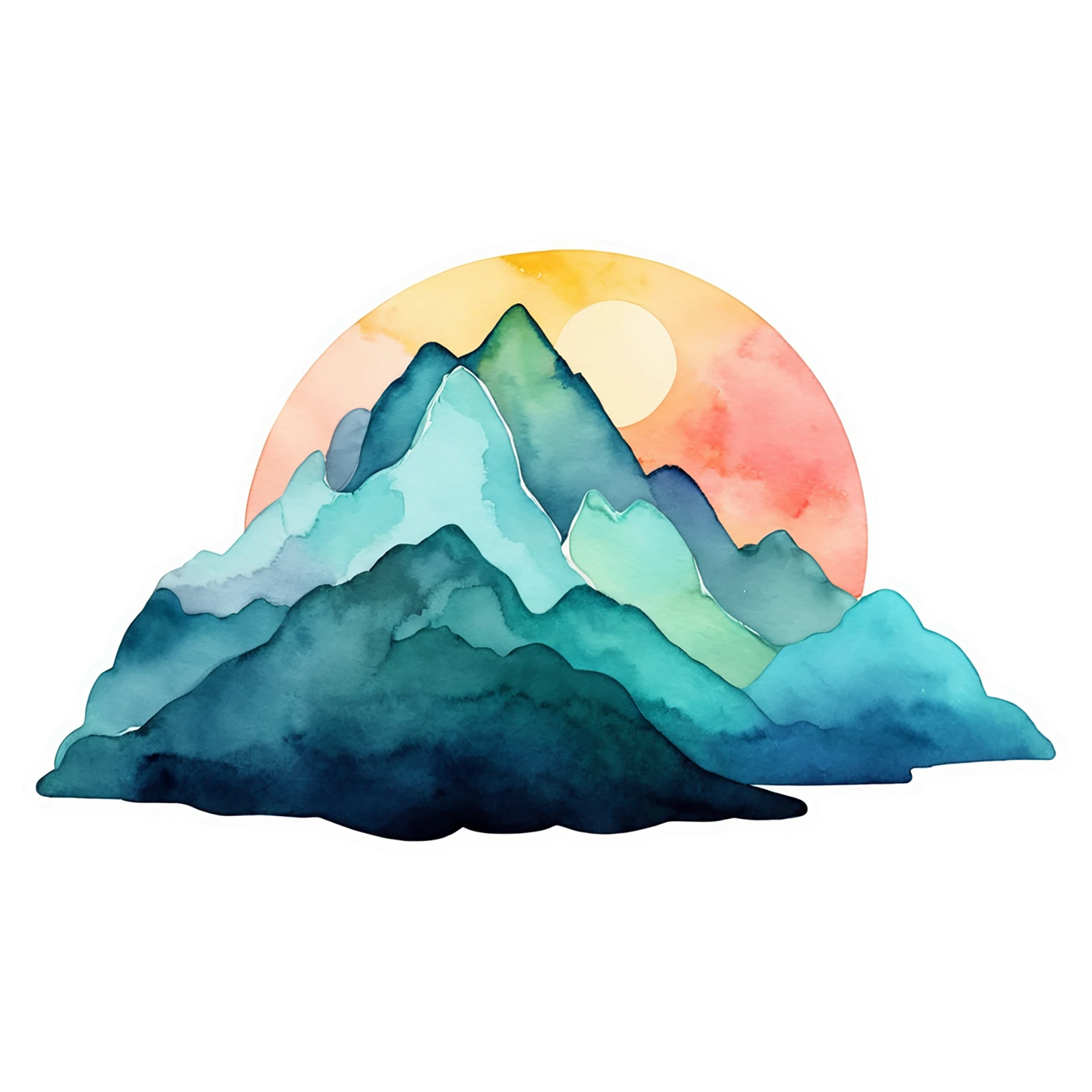 Mountain watercolor sticker isolated on transparent background #19904