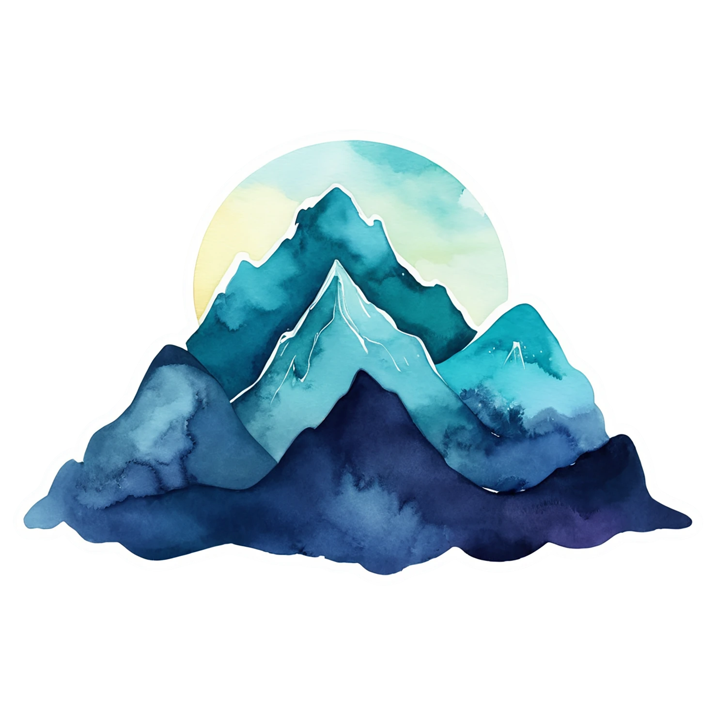 Mountain watercolor sticker isolated on transparent background #19905