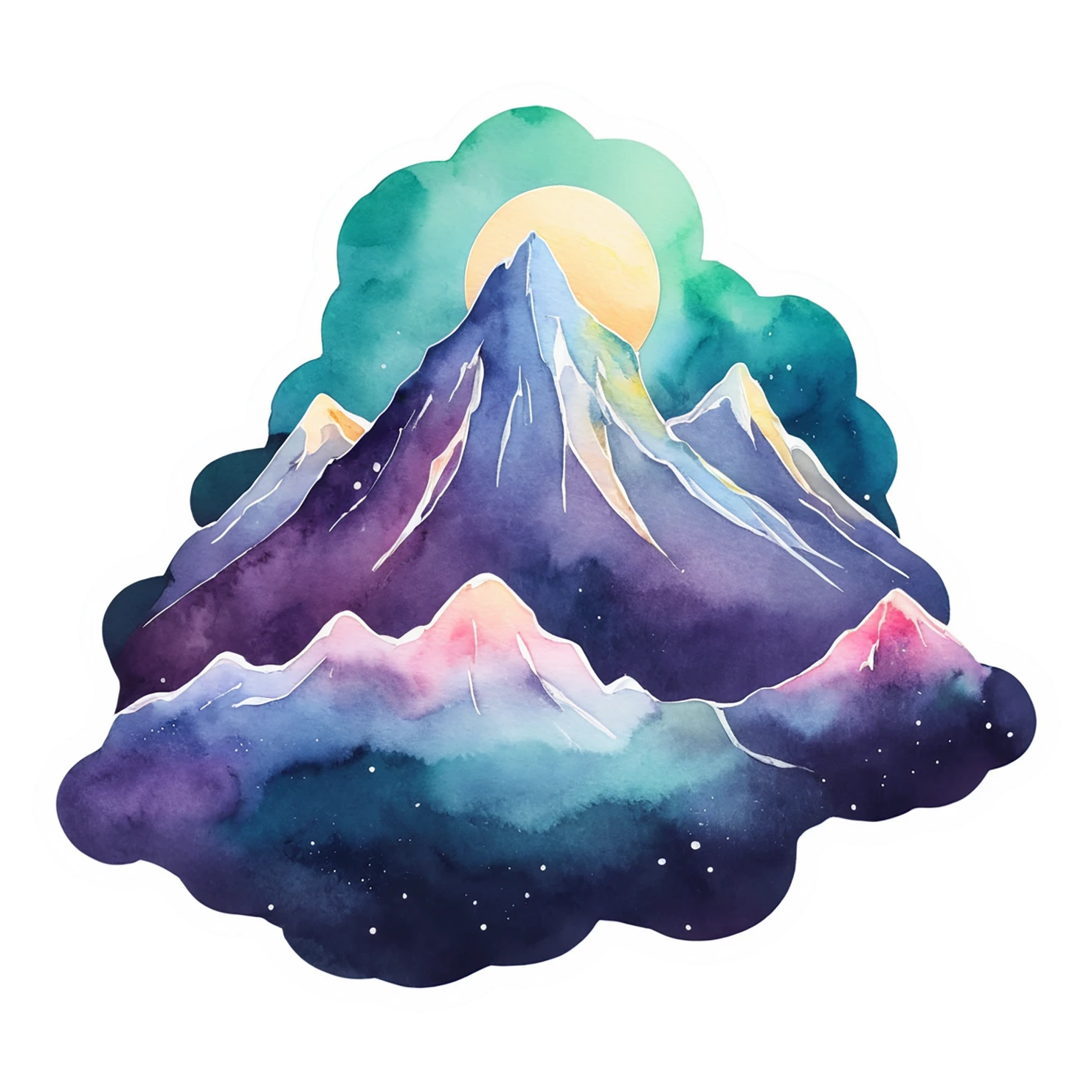 Mountain watercolor sticker isolated on transparent background #19906