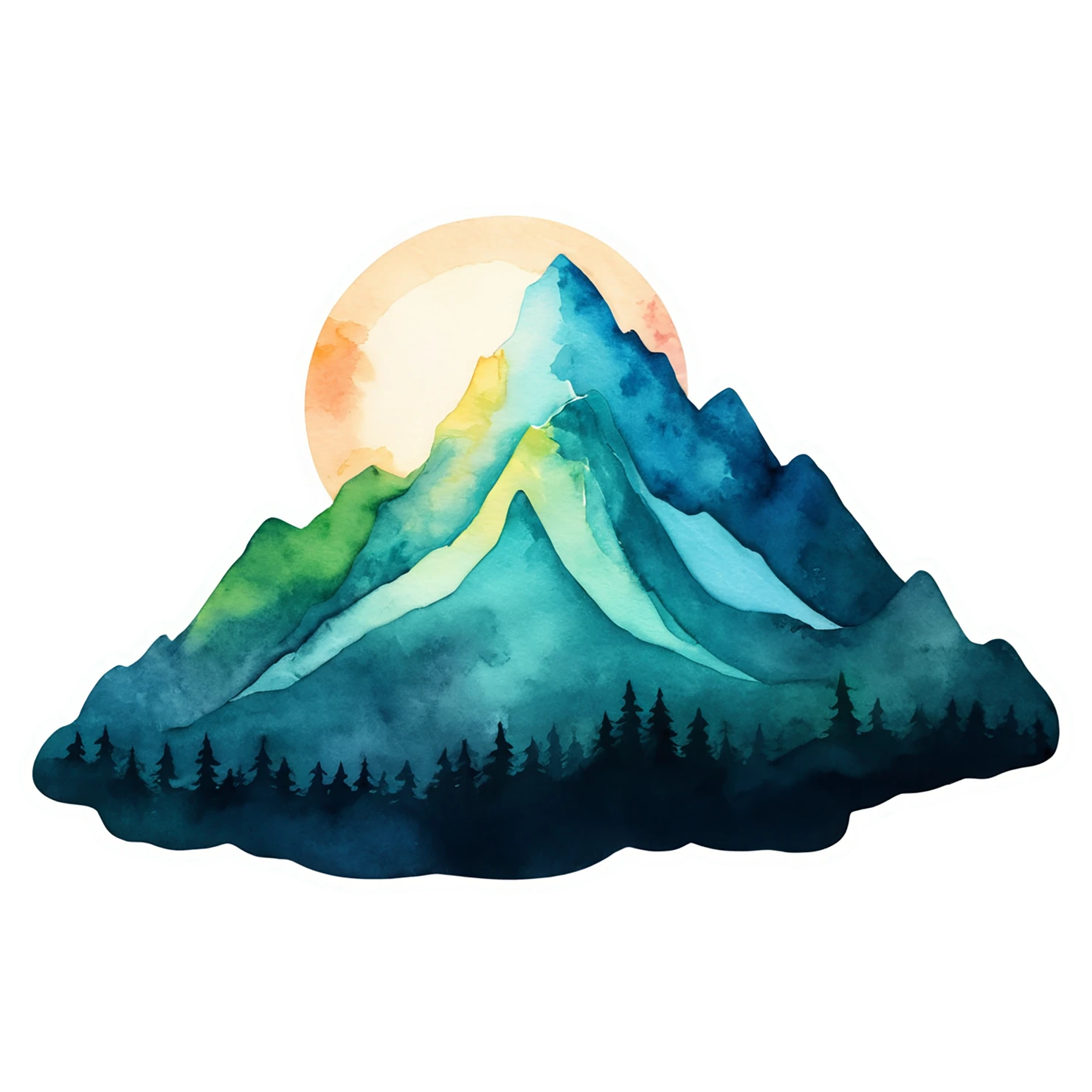 Mountain watercolor sticker isolated on transparent background #19908