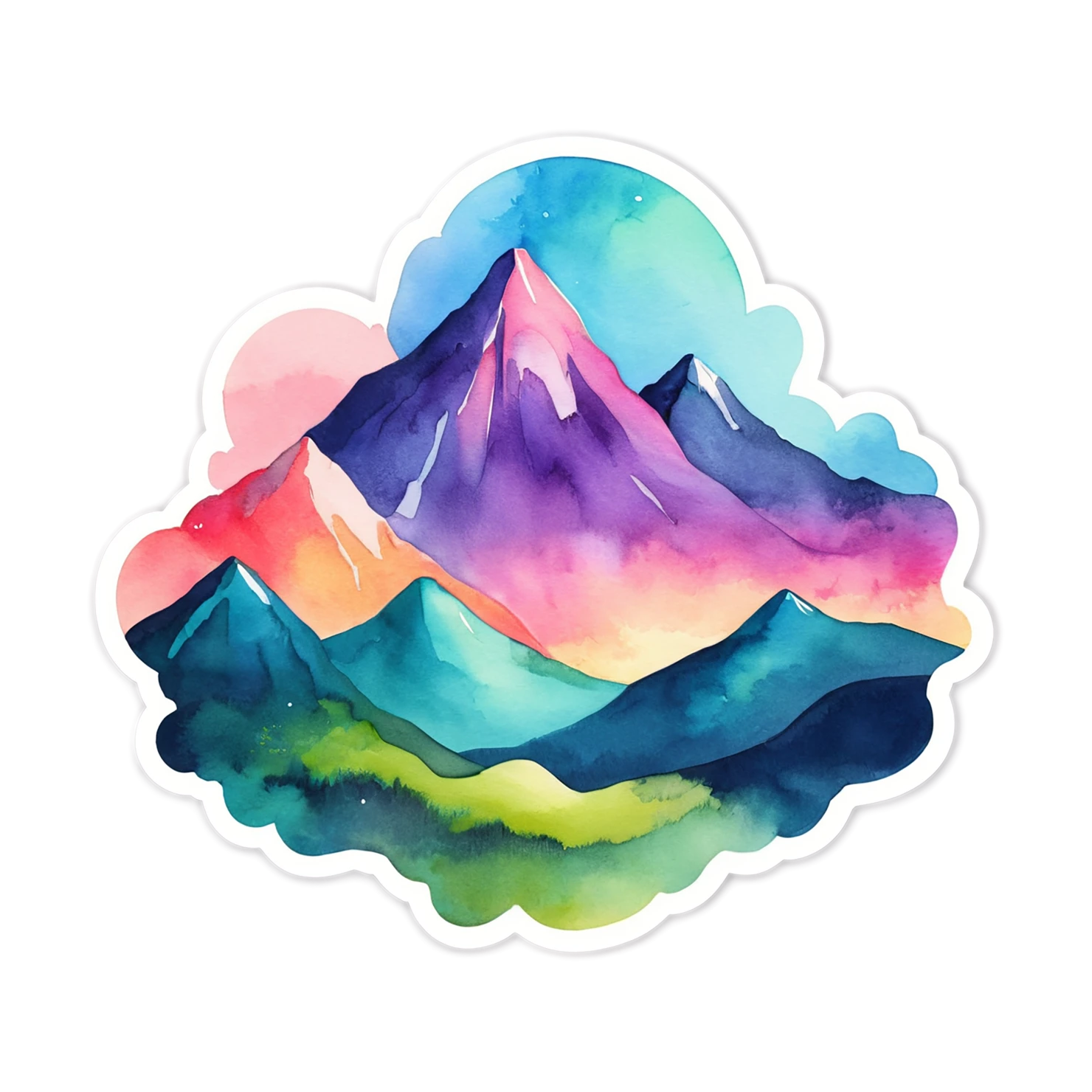 Mountain watercolor sticker isolated on transparent background #19910