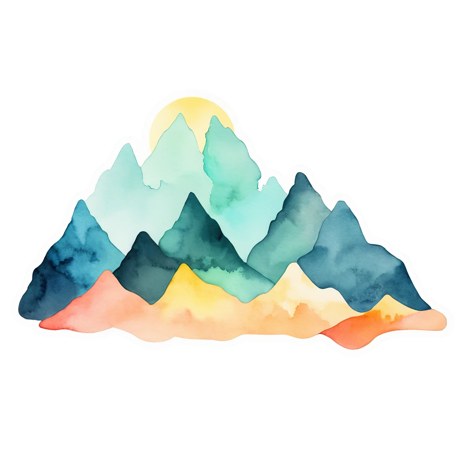 Mountain watercolor sticker isolated on transparent background #19913