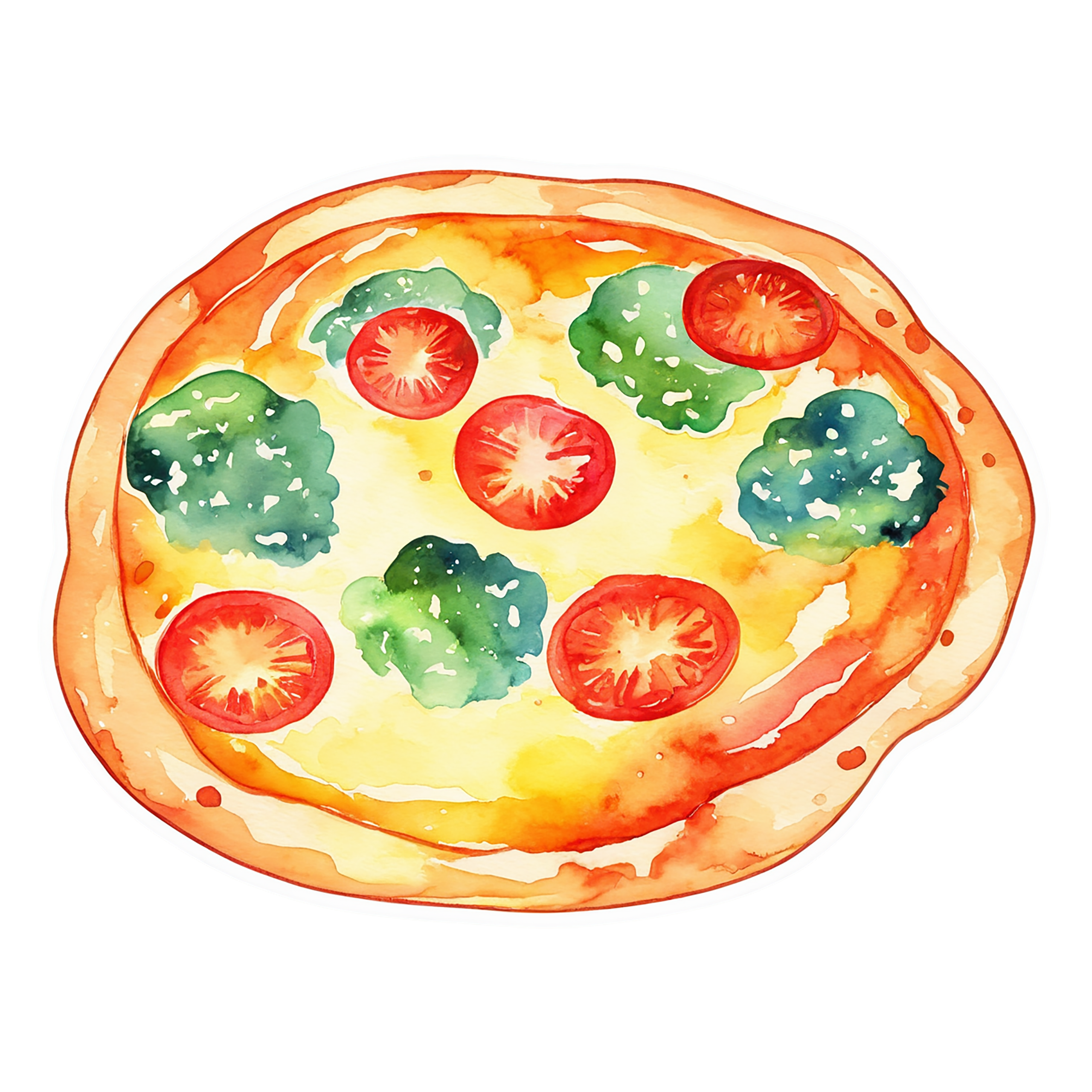 Pizza watercolor sticker isolated on transparent background #20993