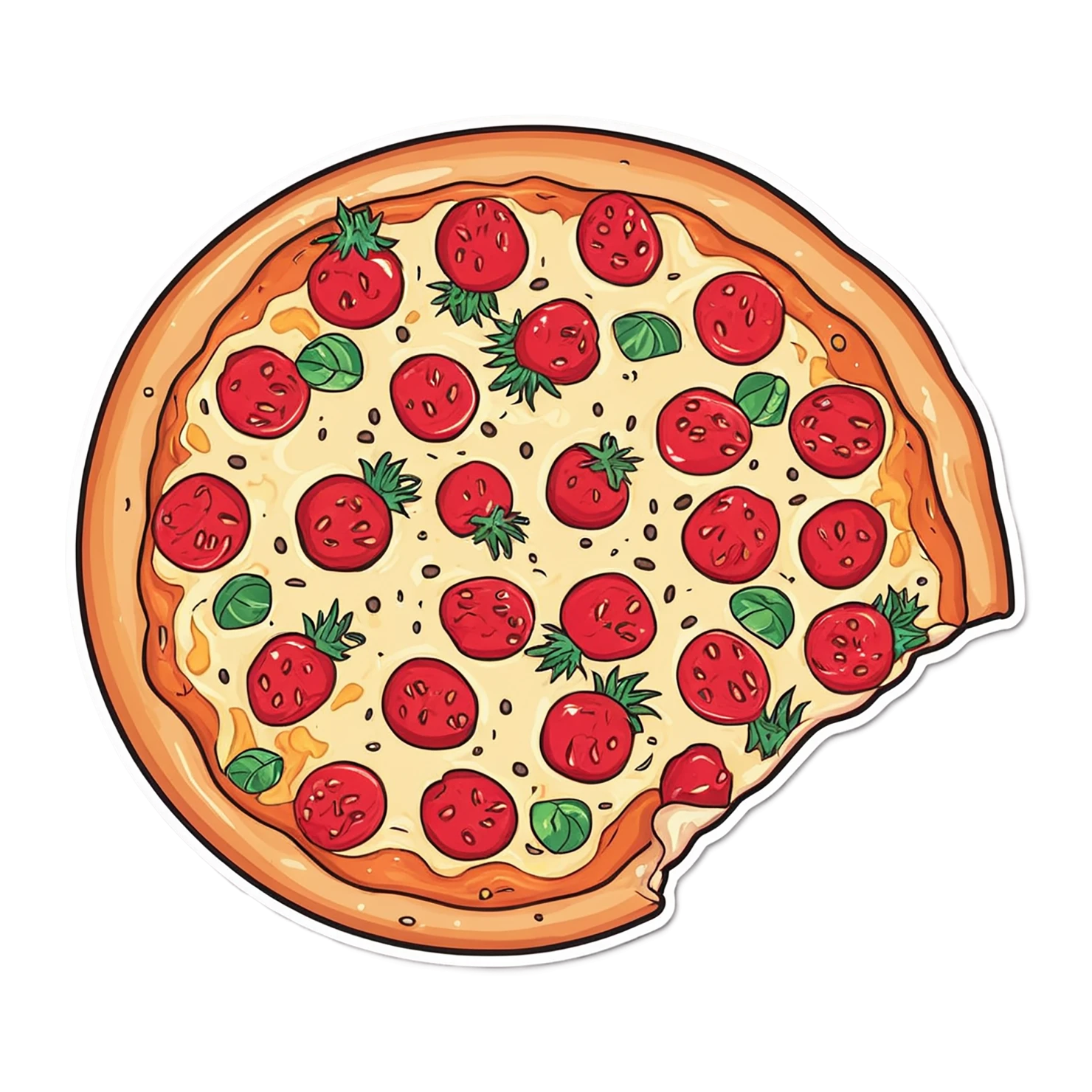 Pizza cute sticker isolated on transparent background #20302