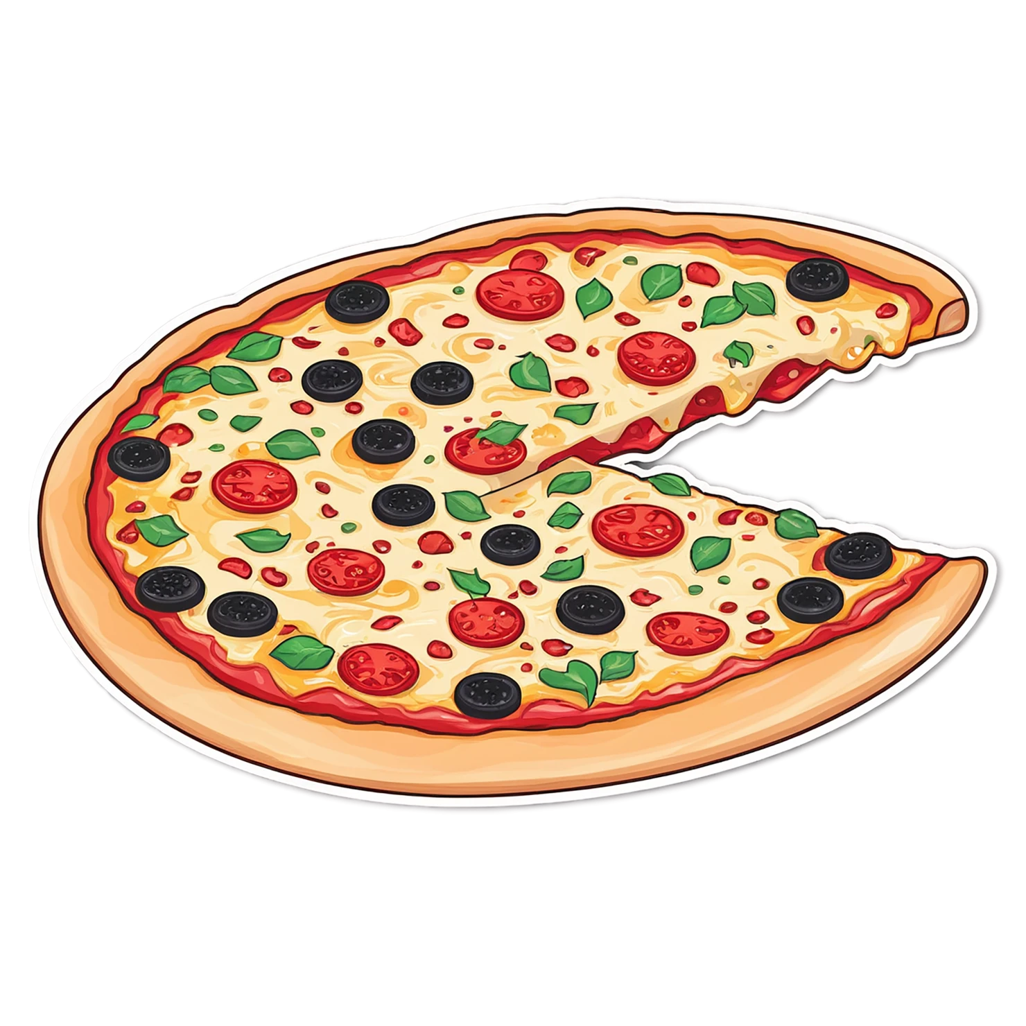 Pizza cute sticker isolated on transparent background #20306