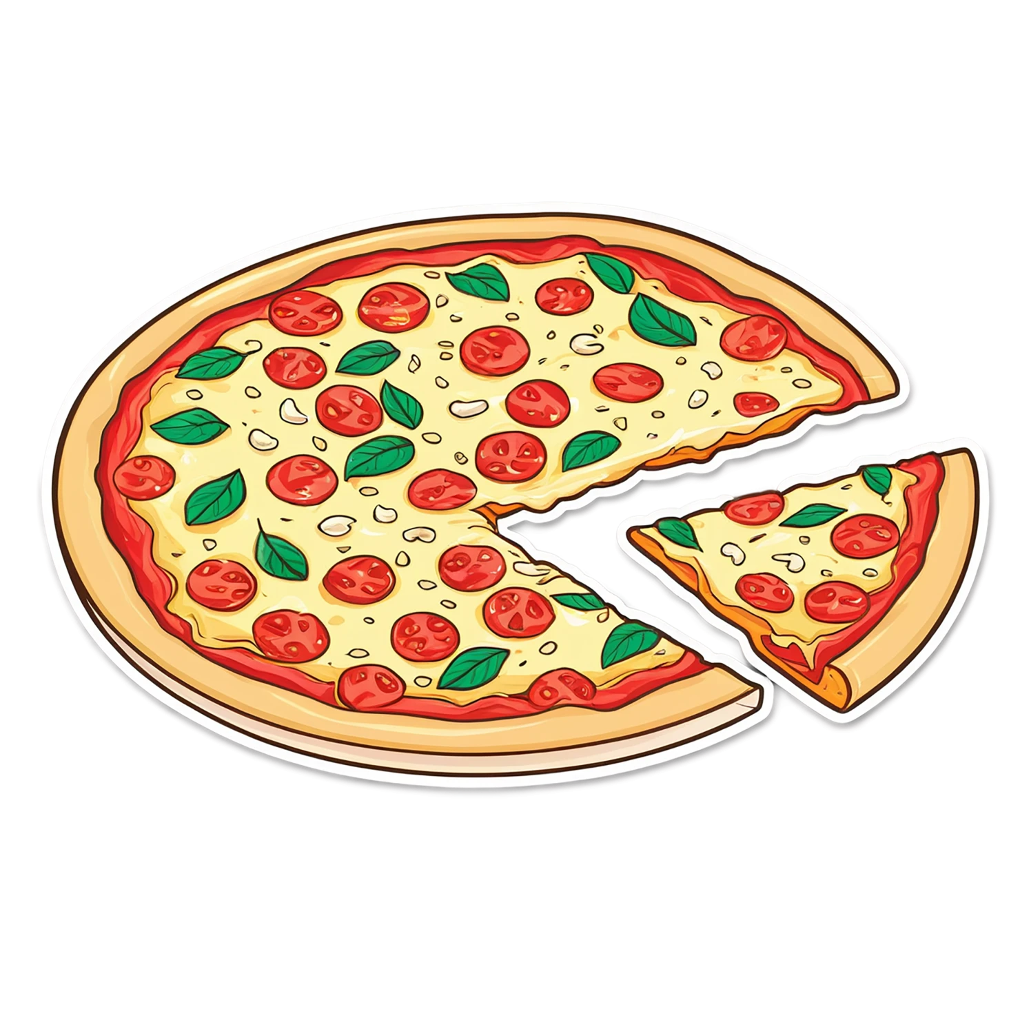 Pizza cute sticker isolated on transparent background #20307