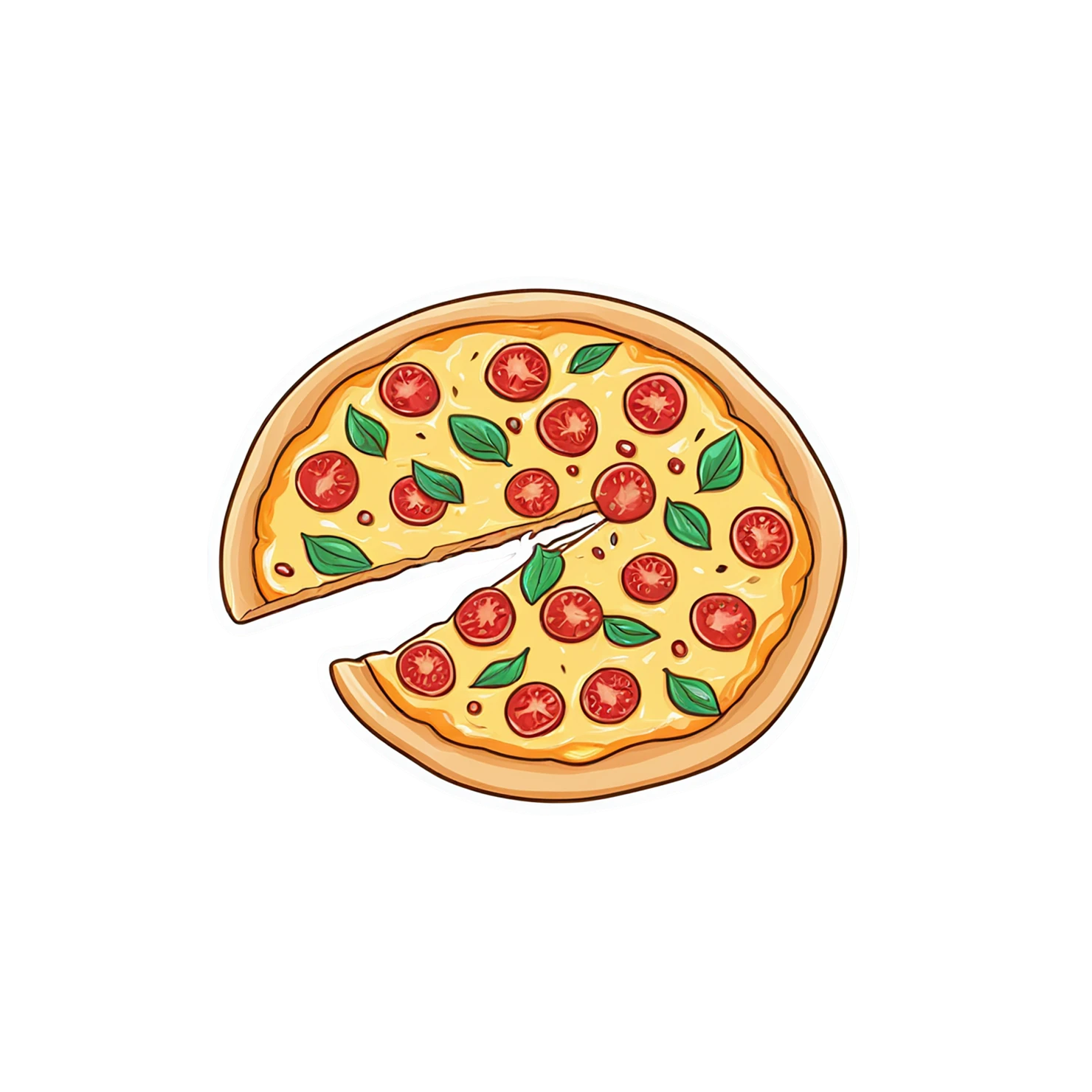 Pizza cute sticker isolated on transparent background #20317