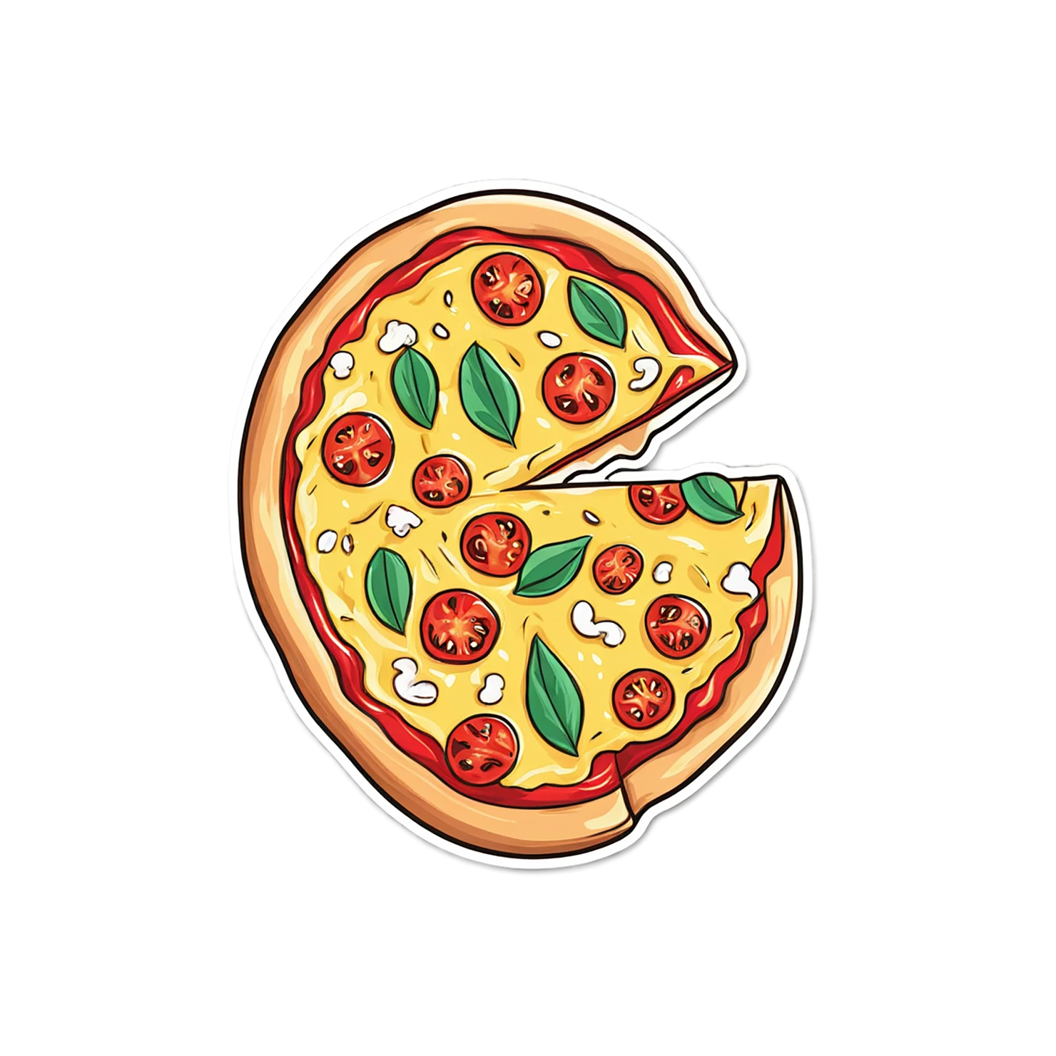 Pizza cute sticker isolated on transparent background #20321