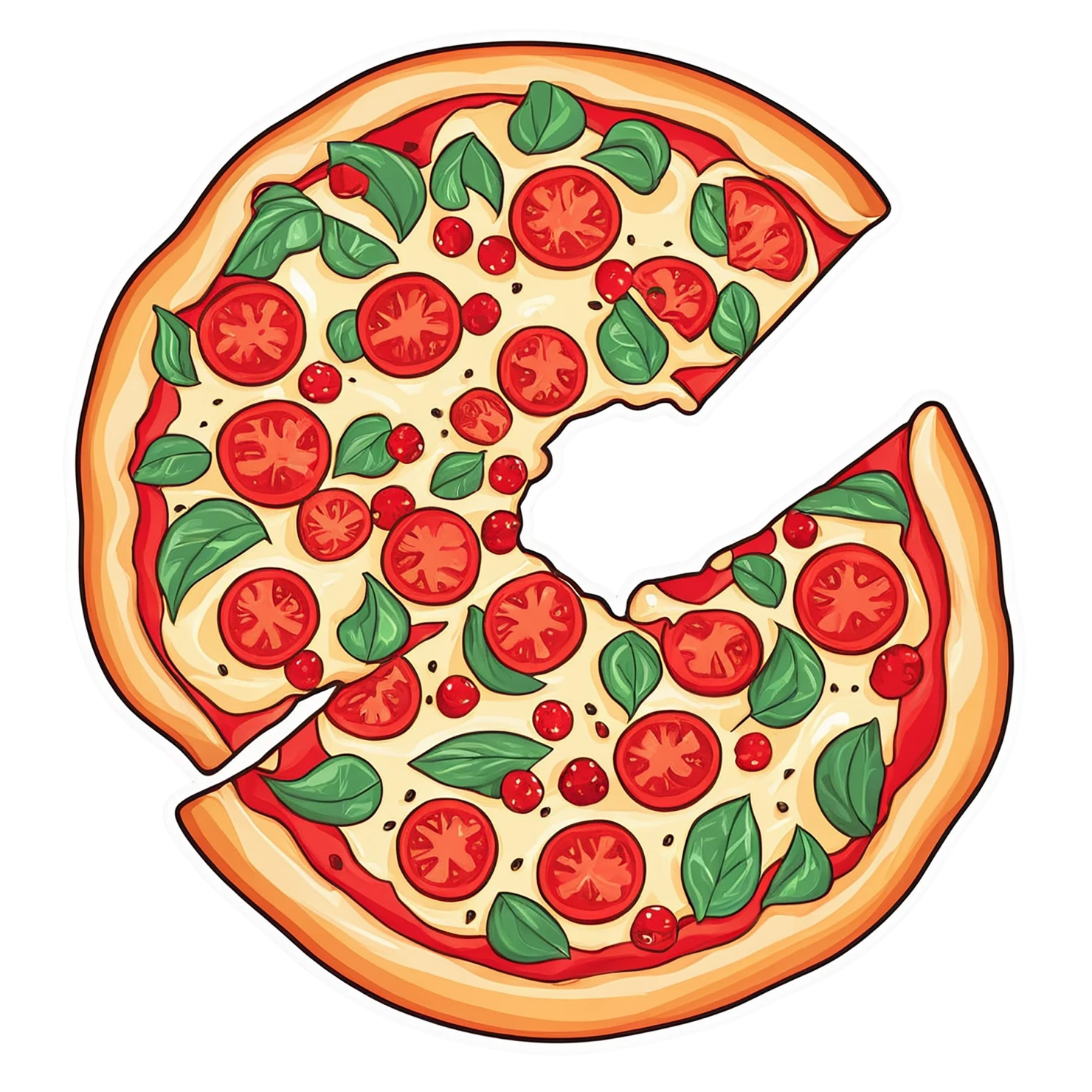 Pizza cute sticker isolated on transparent background #20346