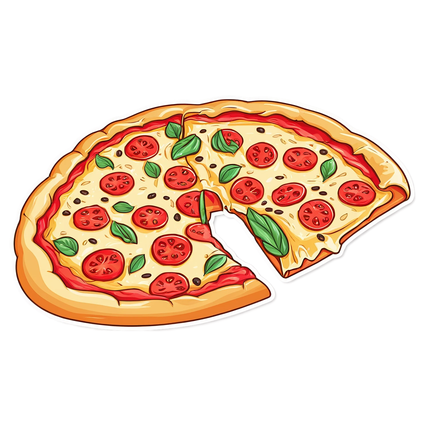 Pizza cute sticker isolated on transparent background #20352