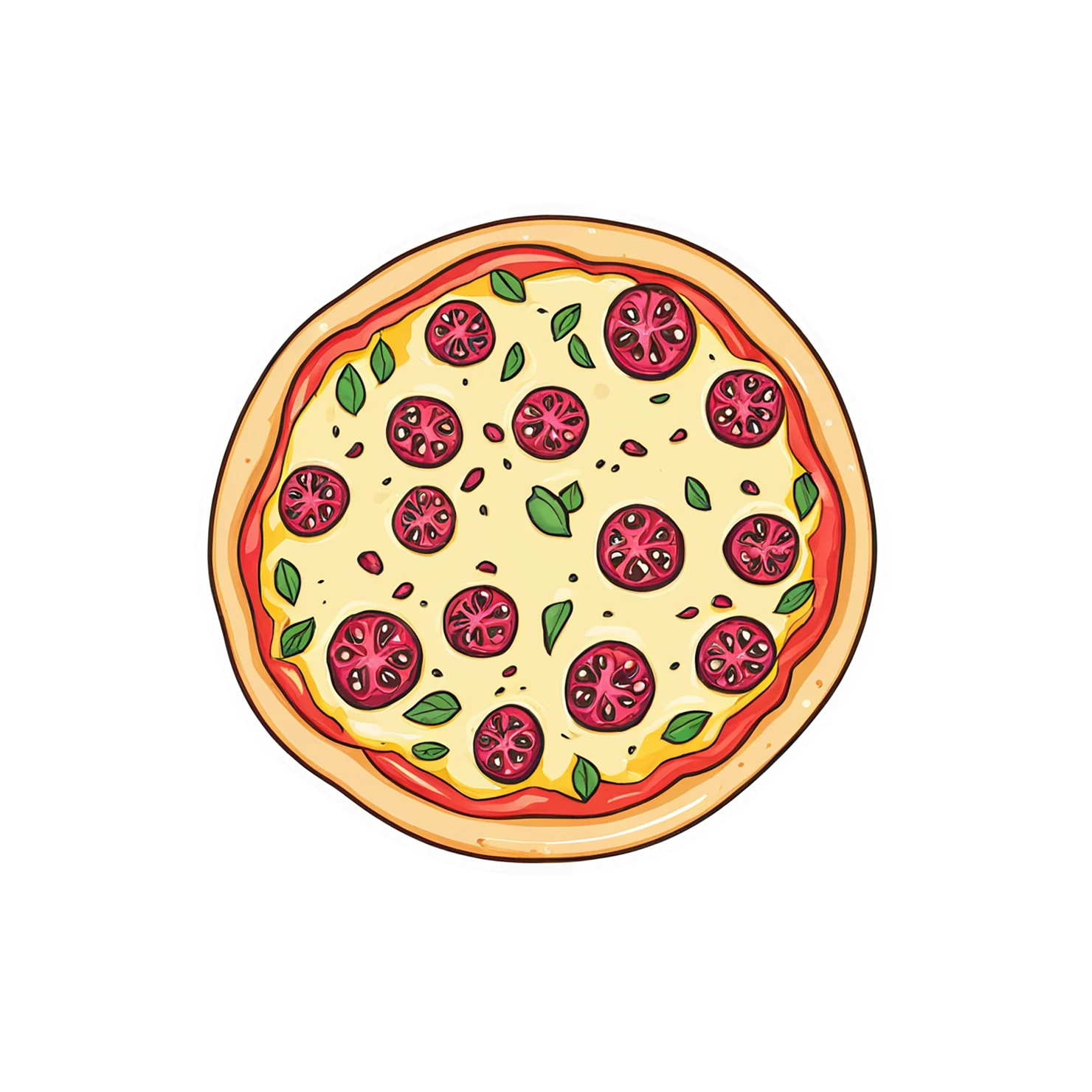 Pizza cute sticker isolated on transparent background #20358
