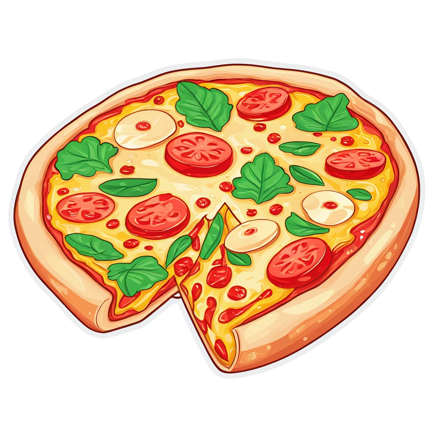 Pizza cute sticker isolated on transparent background #20364