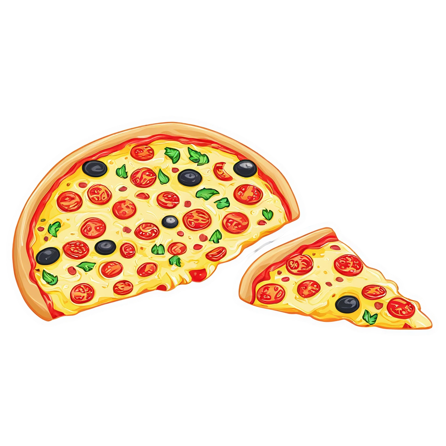 Pizza cute sticker isolated on transparent background #20371