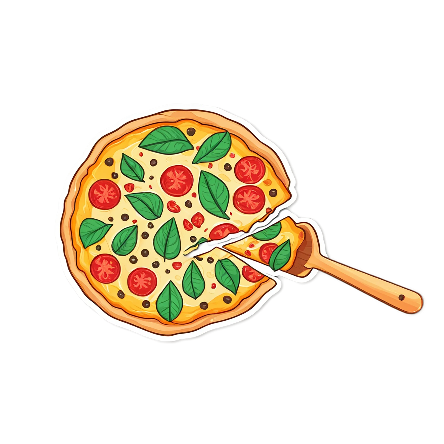 Pizza cute sticker isolated on transparent background #20372